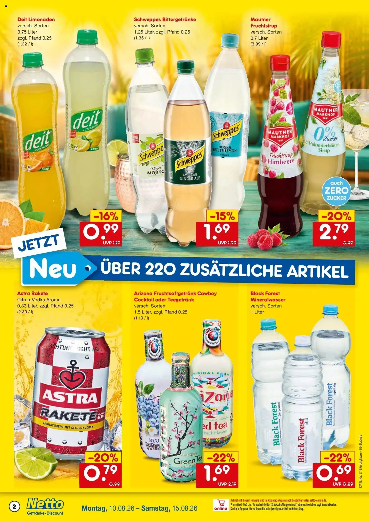 Netto Marken-Discount Prospekt Dortmund (ab 10.08.2026) » Angebote | Seite: 2 | Produkte: Astra rakete, Astra, Sirup, Himbeere