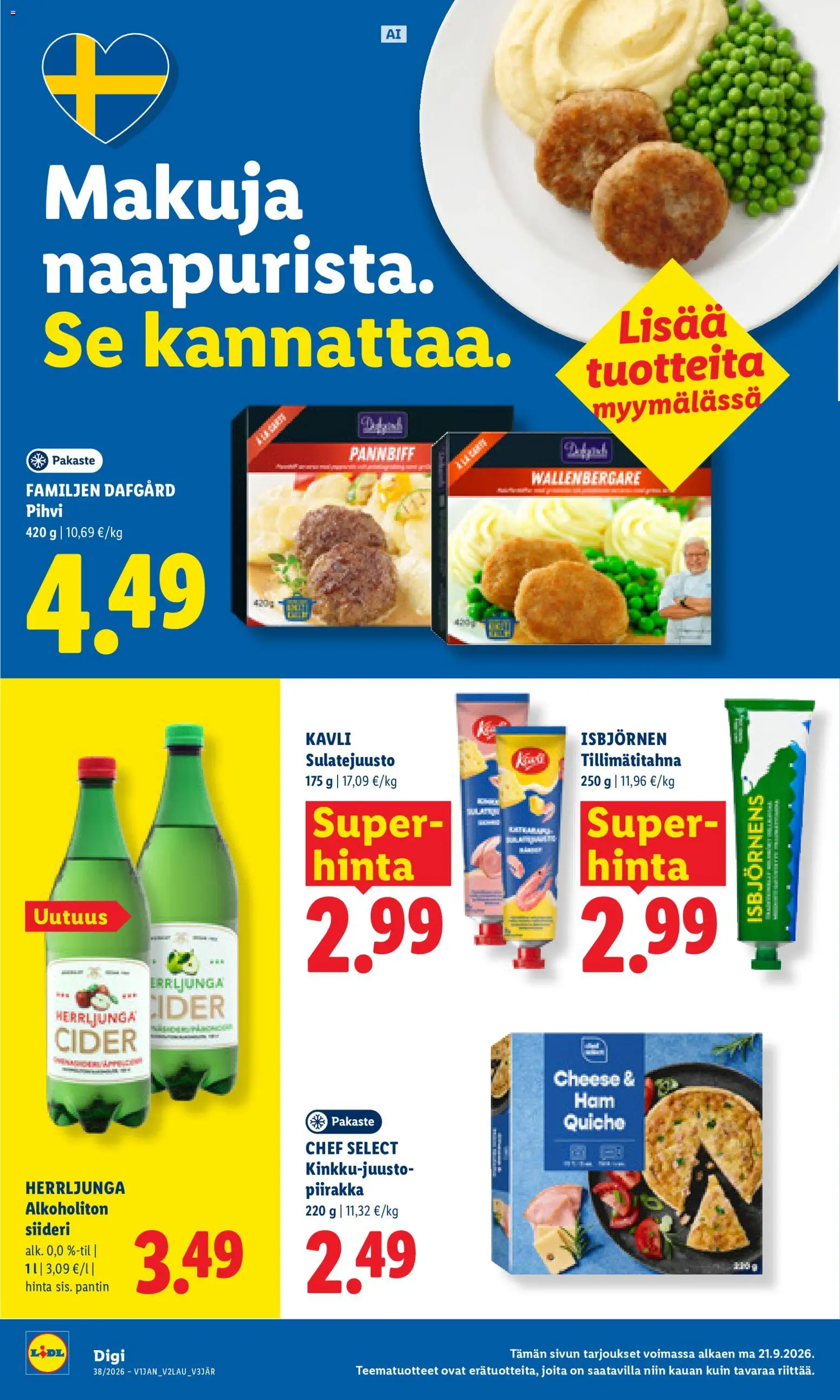 Lidl tarjoukset - Tampere – voimassa 21/09/2026 alkaen | Sivu: 6 | Tuotteet: Siideri, Pihvi, Piirakka