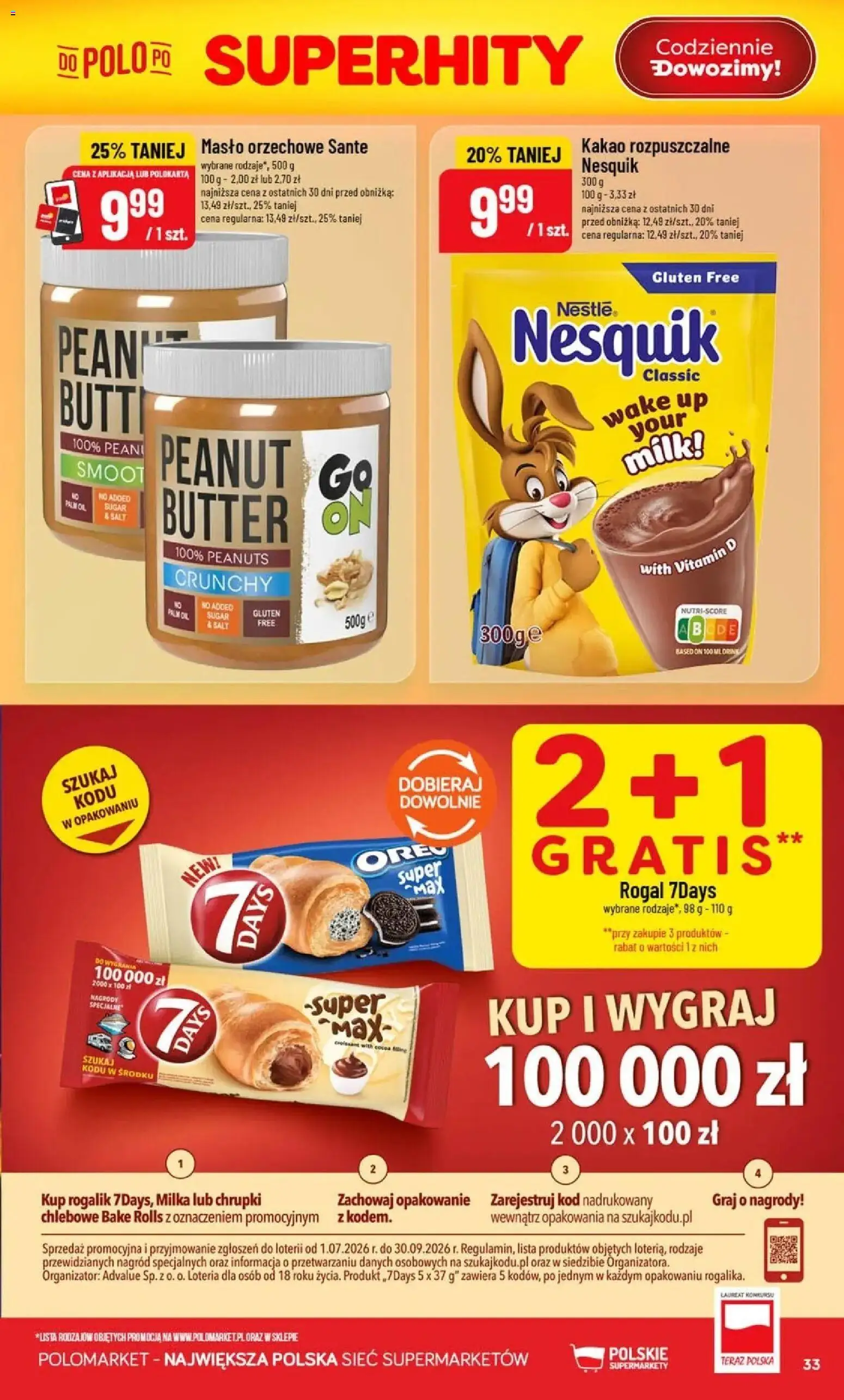 Nowa POLOmarket gazetka od jutra 26.08.2026 | Strona: 33 | Produkty: Kakao, Chrupki, Milka, Masło