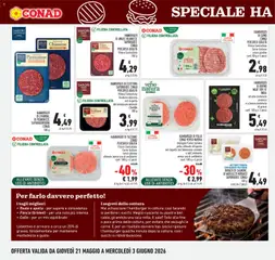 Anteprima del volantino HAMBURGER DI TACCHINO CONAD, Hamburger di Tacchino Conad Percorso Qualità Filiera Controllata Carne italiana senza glutine allevato senza uso di antibiotici conf. 100 g x 2 pezzi valido a partire dal 20.05.2026 | Pagina: 12