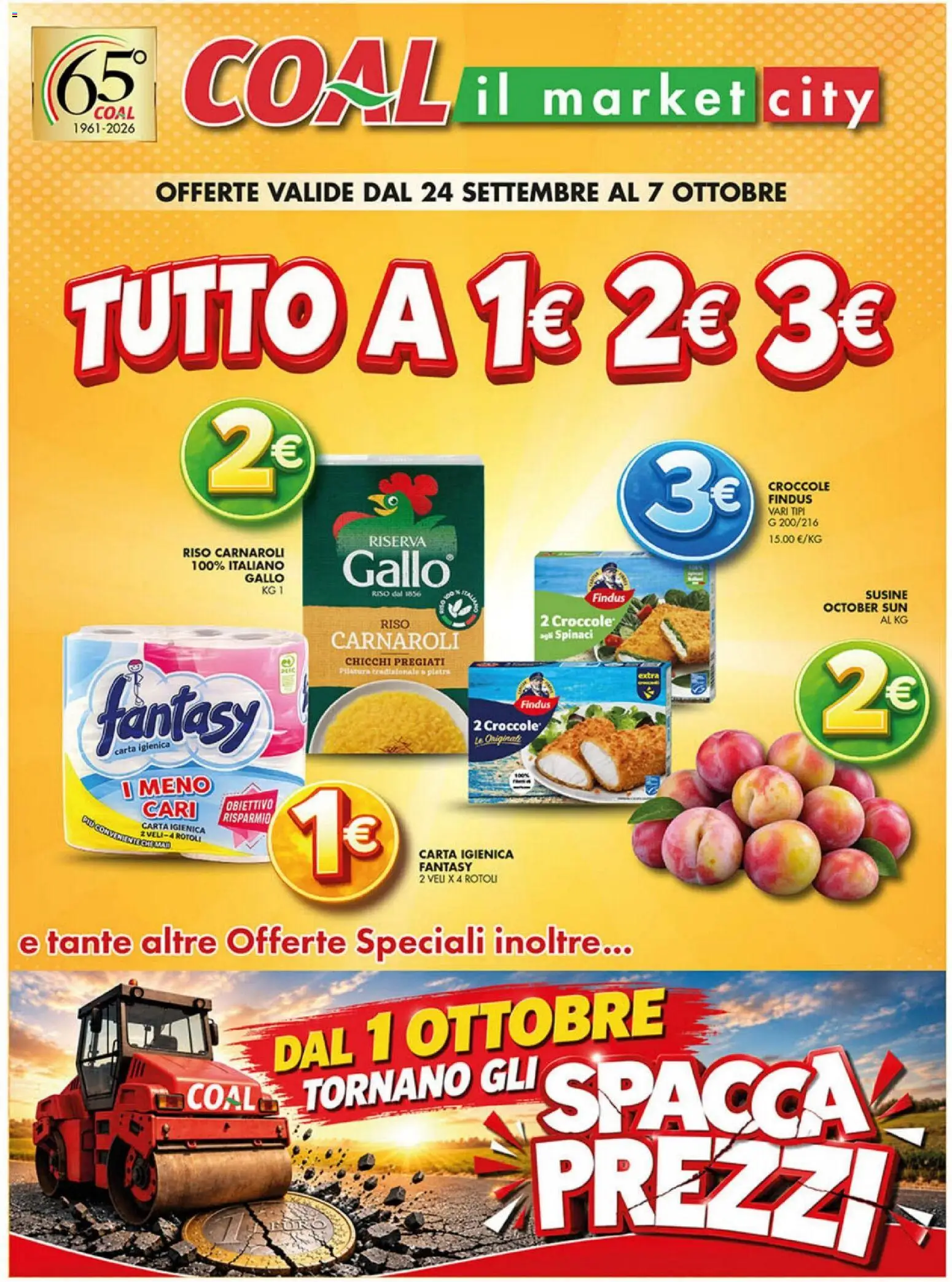 Volantino Coal del 24/09/2026 | Pagina: 1 | Prodotti: Riso Carnaroli, Riso, Spinaci, Susine