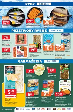 Pogląd oferty "E.Leclerc gazetka - Elbląg" - ważna od 16.06.2026 | Strona: 10 | Produkty: Łosoś atlantycki, Makrela, Warka, Tagliatelle