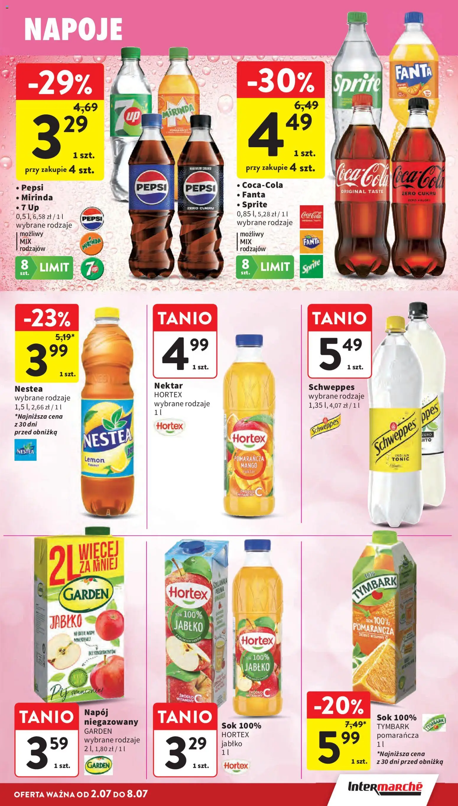 Intermarche gazetka od 02.07.2026 | Strona: 29 | Produkty: Napoje, Pepsi, Sprite, Sok