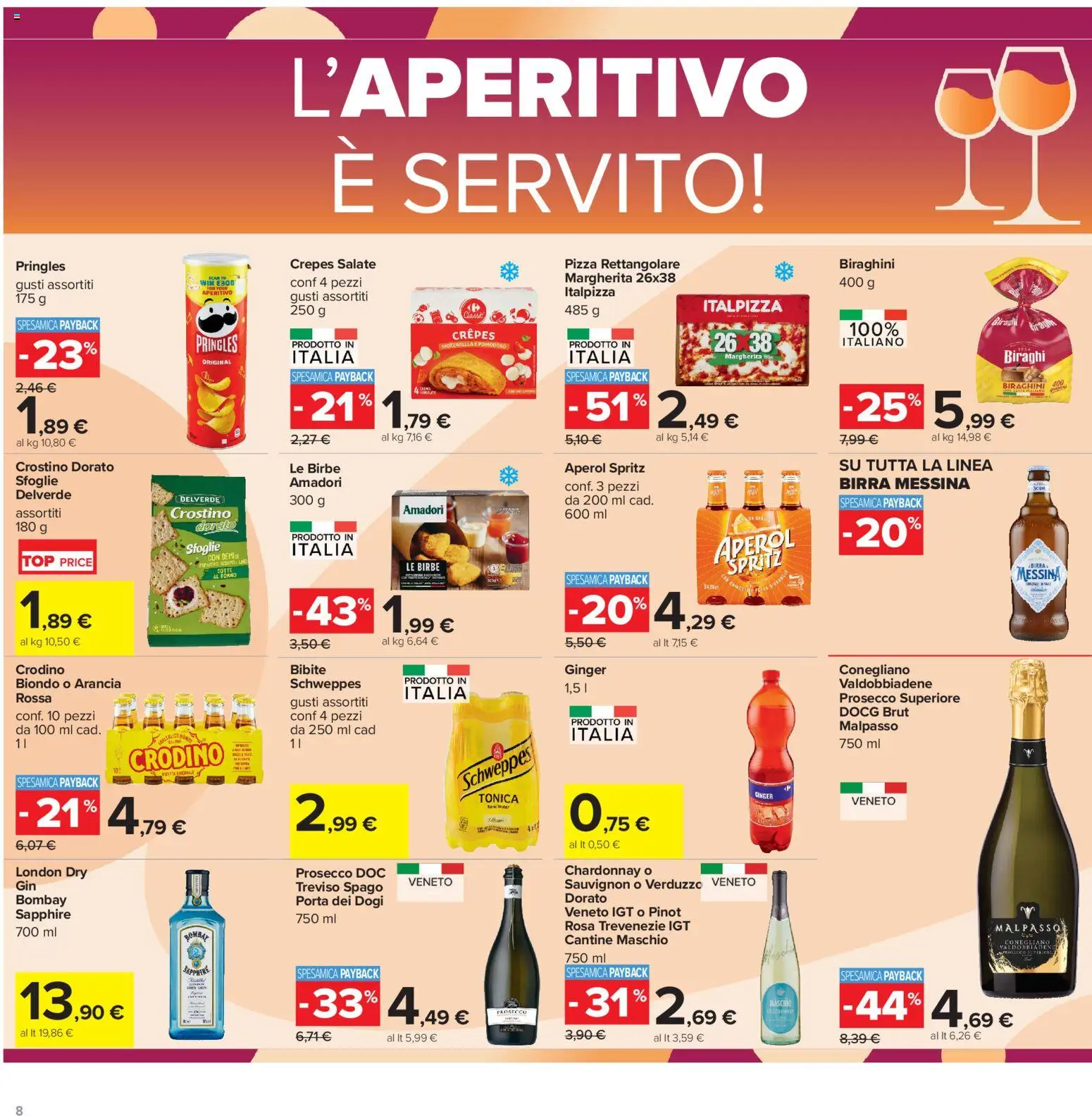 Volantino Carrefour del 16.06.2026 | Pagina: 8 | Prodotti: Mozzarella, Top, Arancia, Aperol