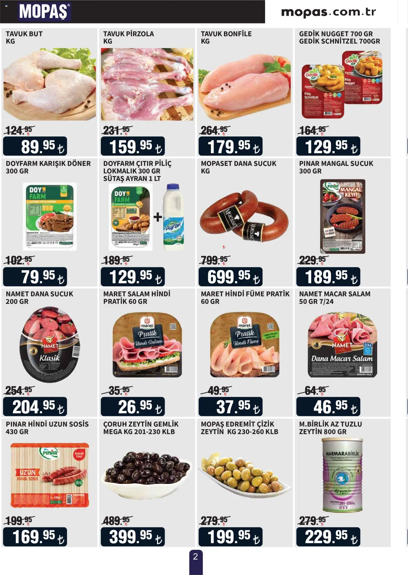 Mopaş Katalog - 15 Ağustos 2026 tarihinden itibaren geçerlidir | Sayfa: 2 | Ürünler: Pirzola, Hindi füme, Sucuk, Piliç nugget