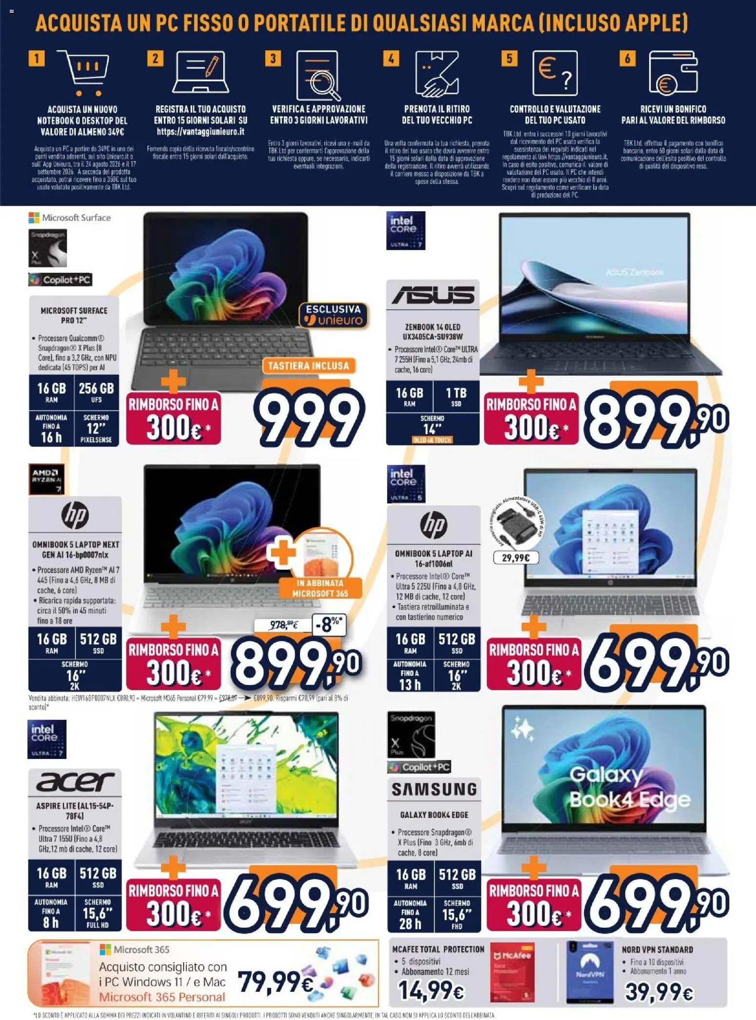 Volantino Unieuro del 07/09/2026 | Pagina: 9 | Prodotti: Notebook, Data, Laptop, Tastiera