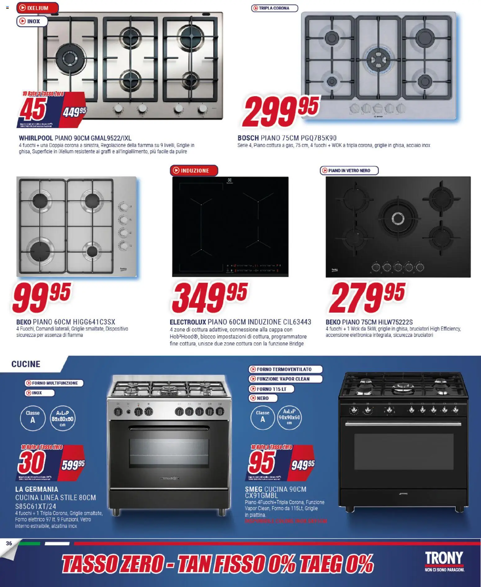 Volantino Trony del 21.05.2026 | Pagina: 36 | Prodotti: Cucine, Piano cottura, Forno, Forno elettrico