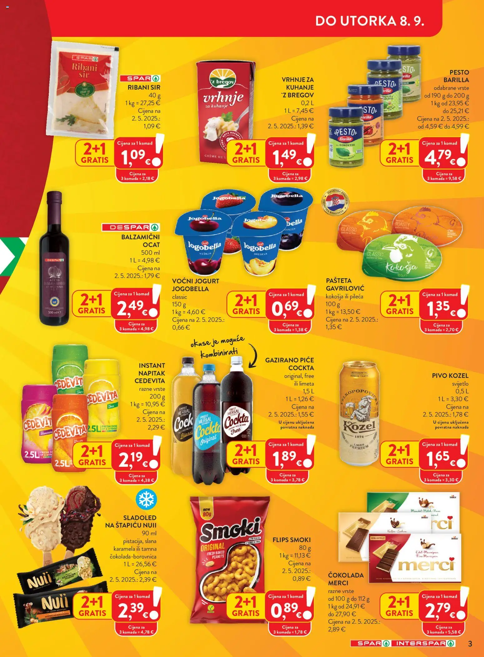 Interspar katalog | vrijedi od 02.09.2026 | Stranica: 3 | Proizvodi: Kozel, Voćni jogurt, Merci, Pesto