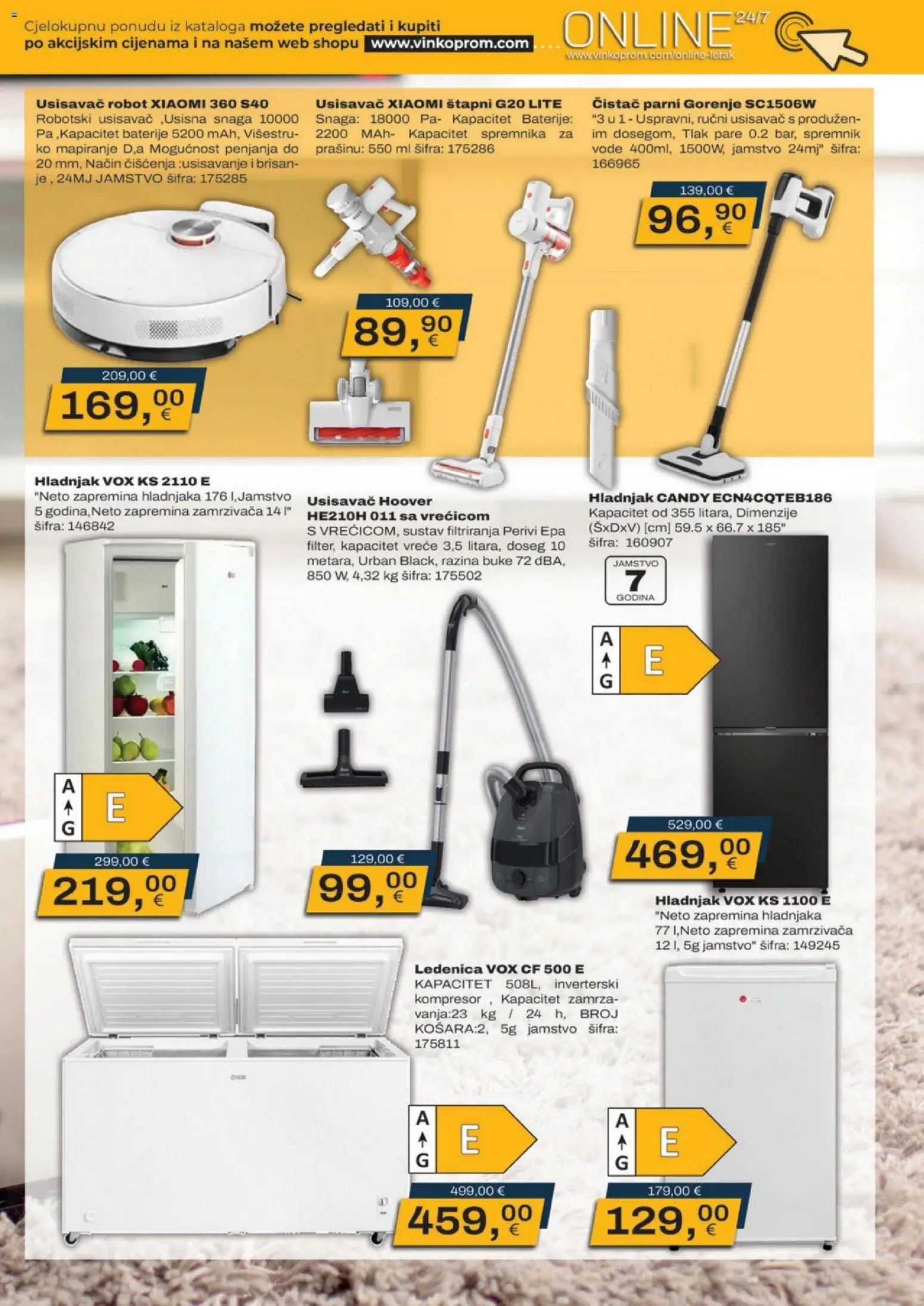 Vinkoprom katalog | vrijedi od 06.07.2026 | Stranica: 3 | Proizvodi: Usisavač, Robot, Baterije, Hladnjak