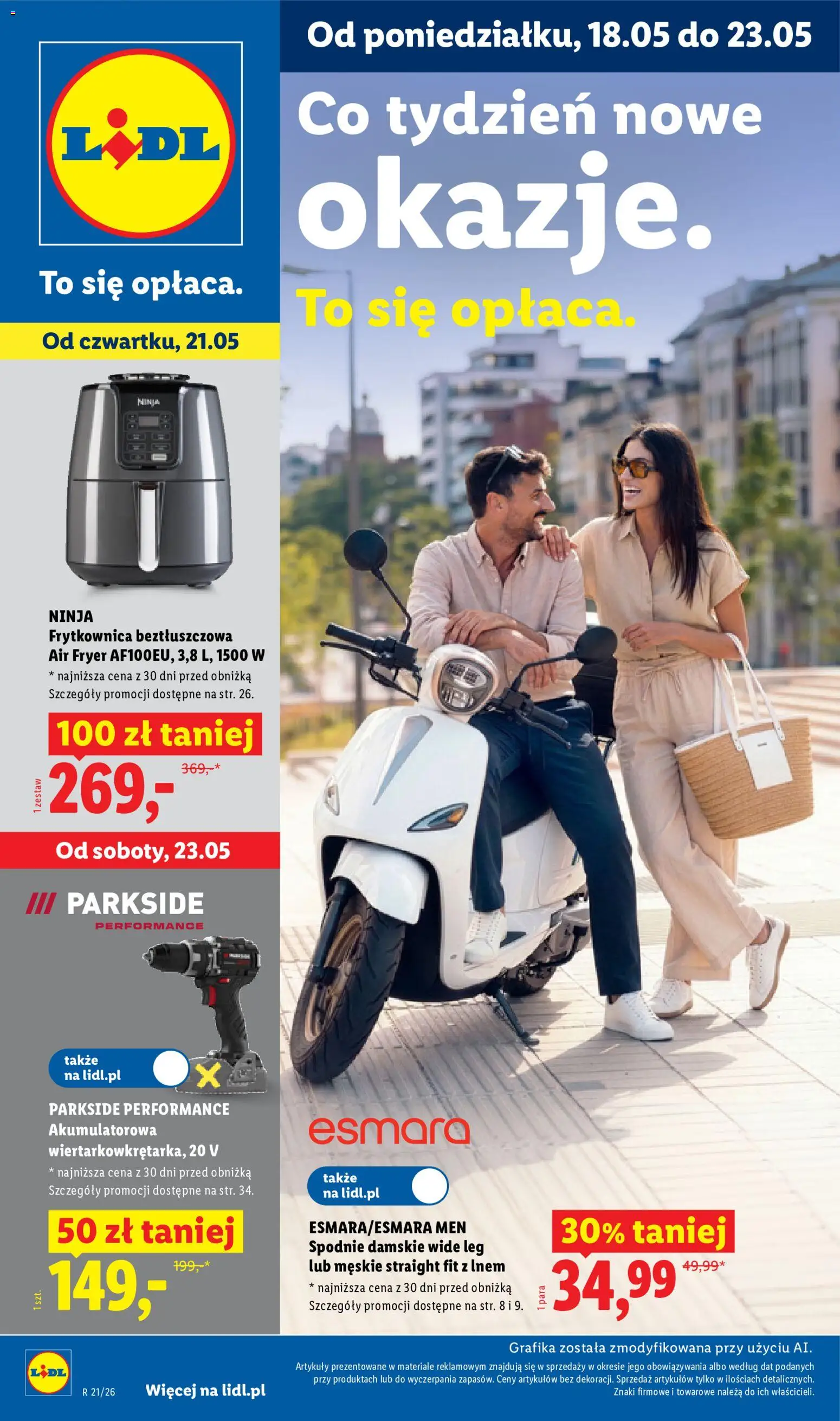 Lidl Katalog od 18.05.2026 | Strona: 1 | Produkty: Spodnie, Frytkownica, Frytkownica beztłuszczowa