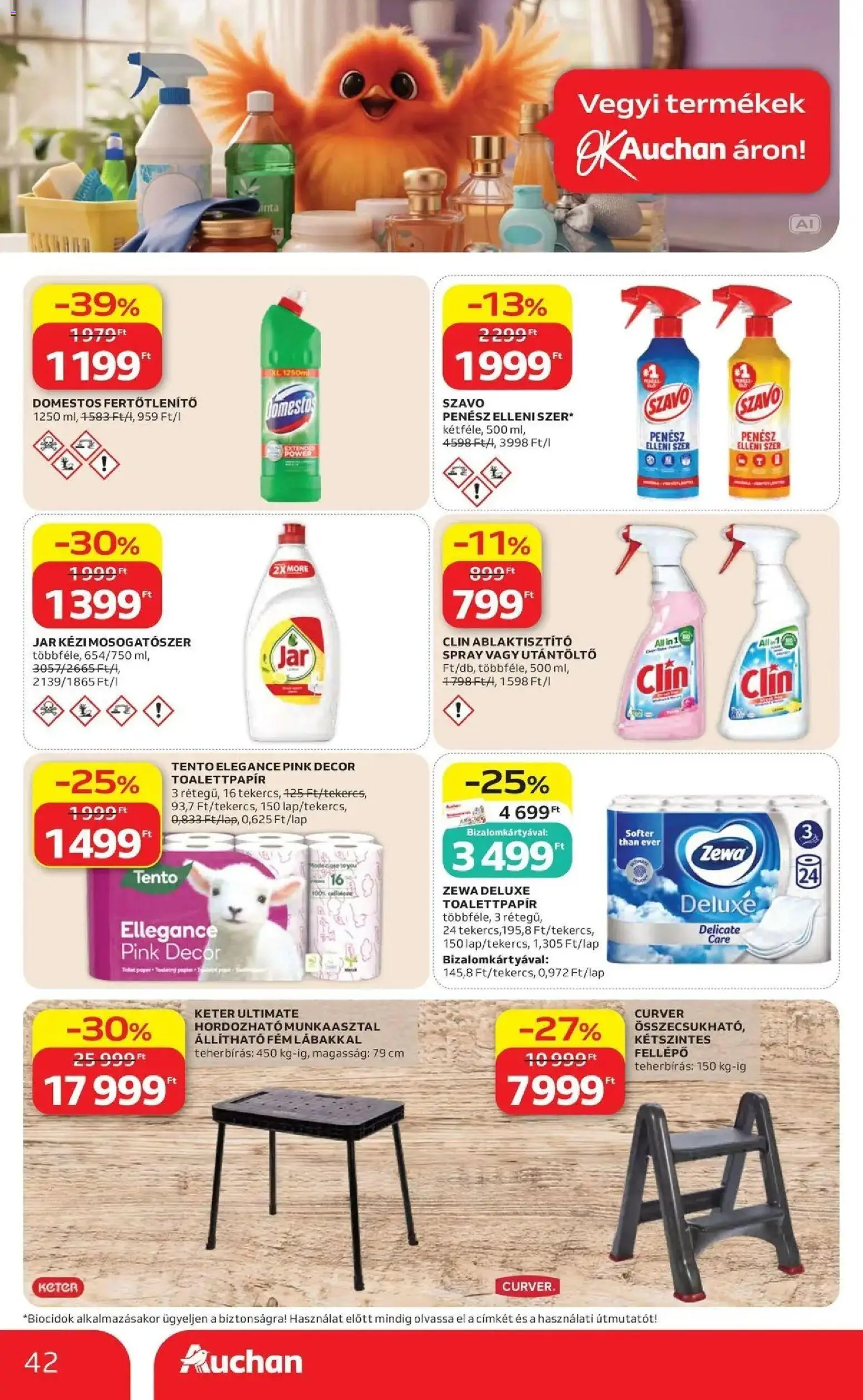 Auchan akciós újság Szolnok - 2026.10.01. -tól/töl > akció, lapozható szórólap 🛍️ | Oldal: 42 | Termékek: Utántöltő, Keter, Munkaasztal, Domestos