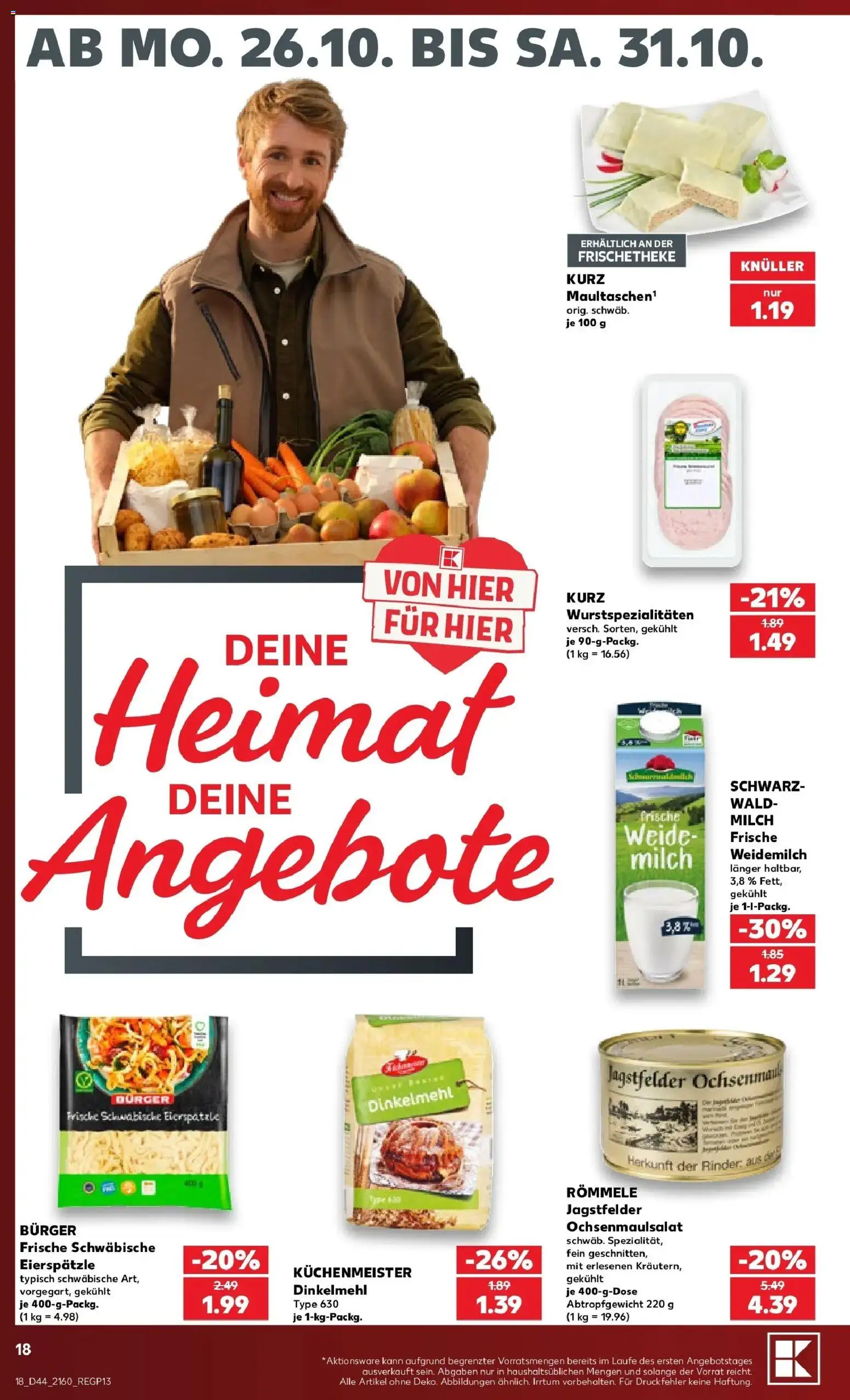 Prospekt Kaufland ab 26.10.2026 » Angebote Online zum Blättern | Seite: 22 | Produkte: Milch, Burger