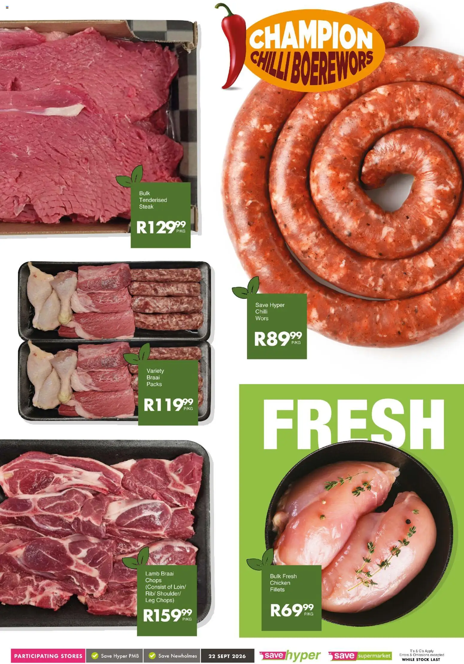 New Save catalogue – valid from 22/09/2026 | Page: 11 | Products: Boerewors, Chicken, Stock, Chilli