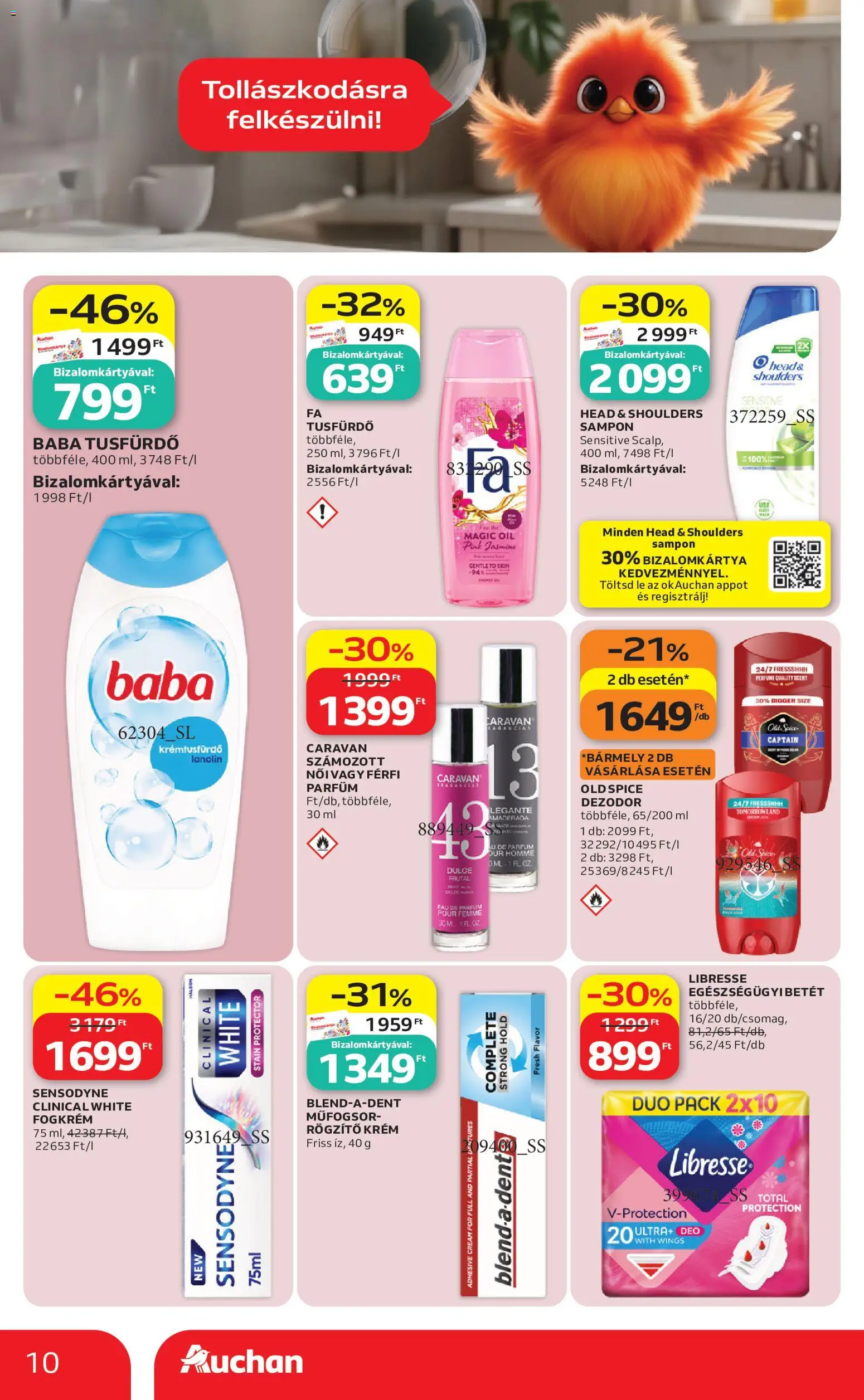 Auchan akciós ujság - amely érvényes a következő dátumtól: 2026.07.02. | Oldal: 10 | Termékek: Parfüm, Sampon, Dezodor, Fogkrém