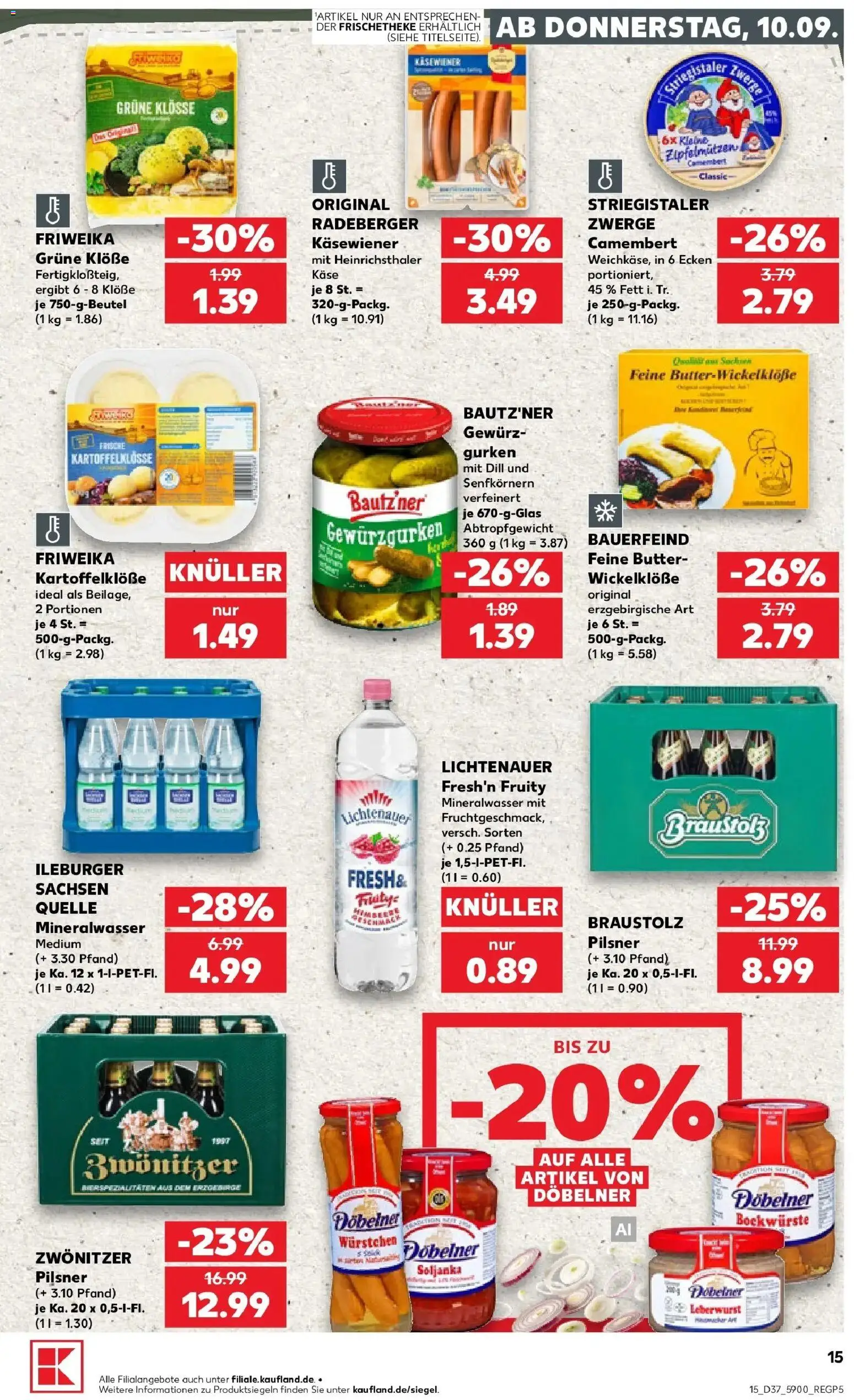 Prospekt Kaufland ab 10.09.2026 » Angebote Online zum Blättern | Seite: 15 | Produkte: Butter, Mineralwasser, Camembert, Dill