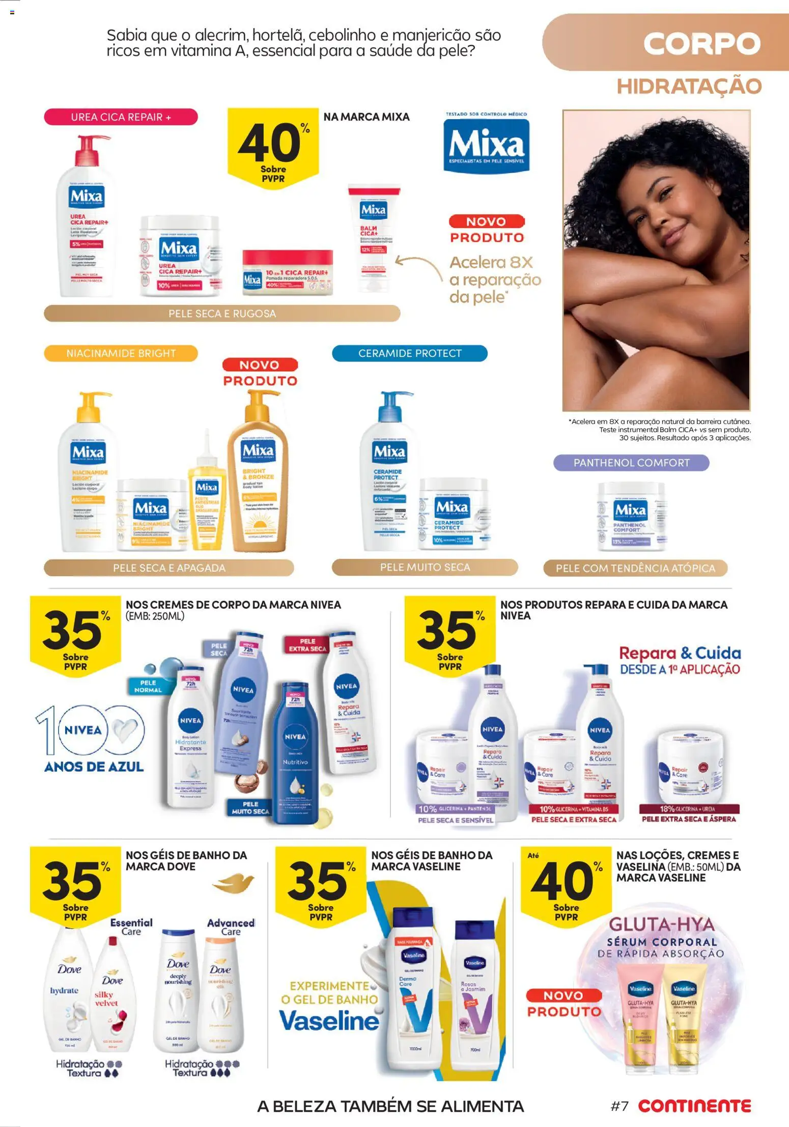 Continente Beleza Ingredientes para uma beleza sem idade │ válido de 22/09/2026 | Página: 7 | Produtos: Pomada, Gel de banho, Sérum, Banho