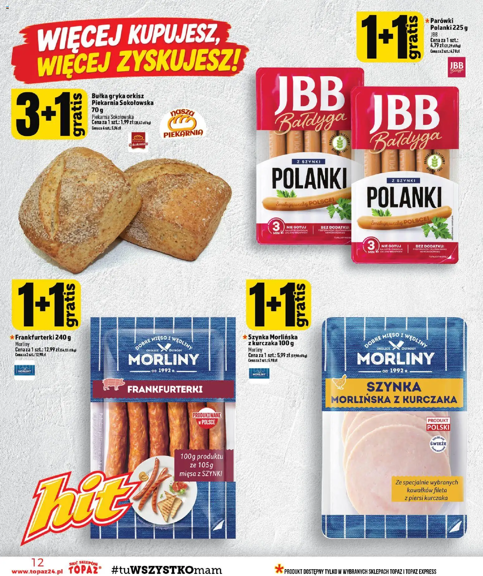 Topaz gazetka od 22.10.2026 | Strona: 12 | Produkty: Mięso, Frankfurterki, Parówki, Wędliny