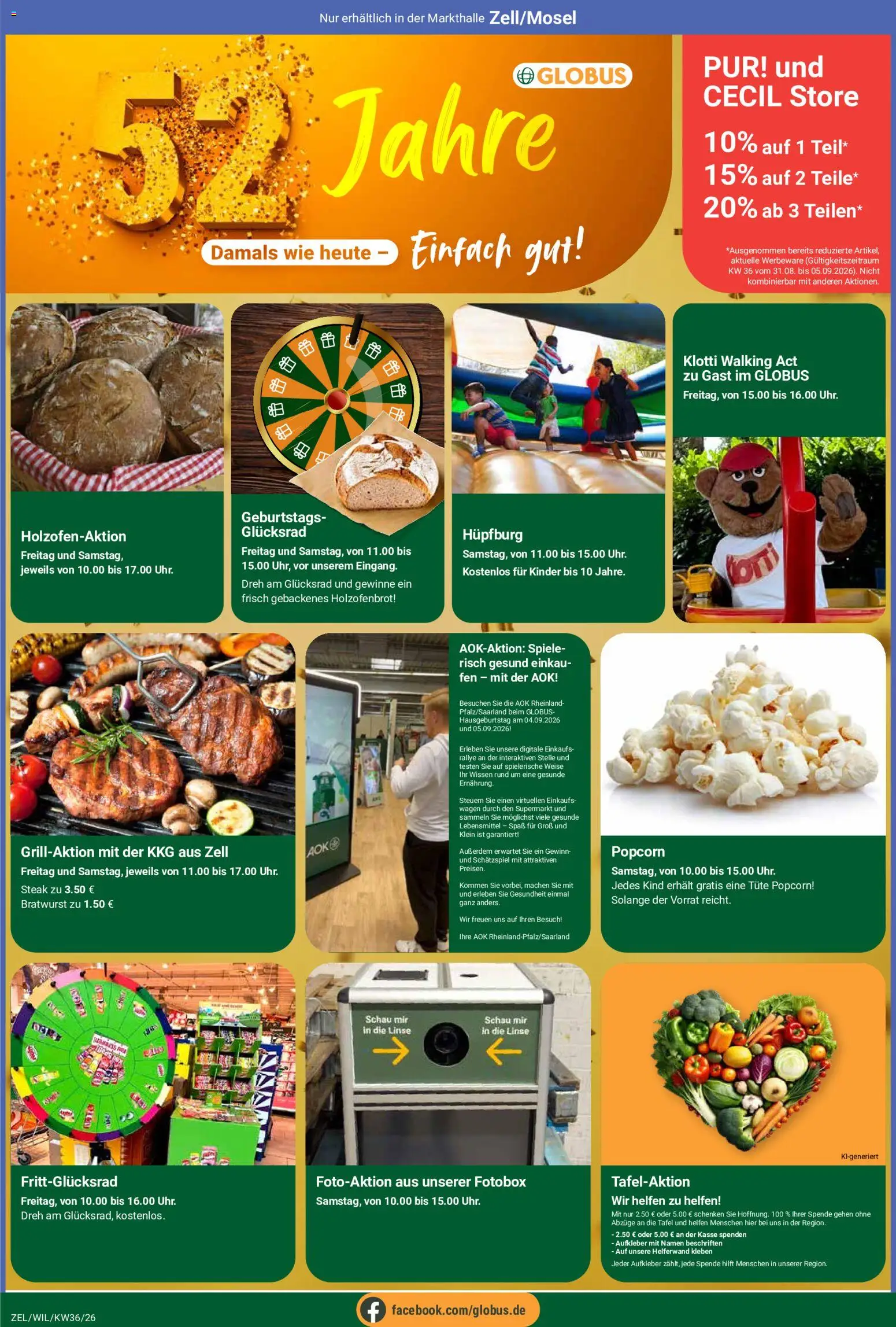 Globus Prospekt Zell – gültig ab 31.08.2026 | Seite: 2 | Produkte: Bratwurst, Walking, Steak, Popcorn