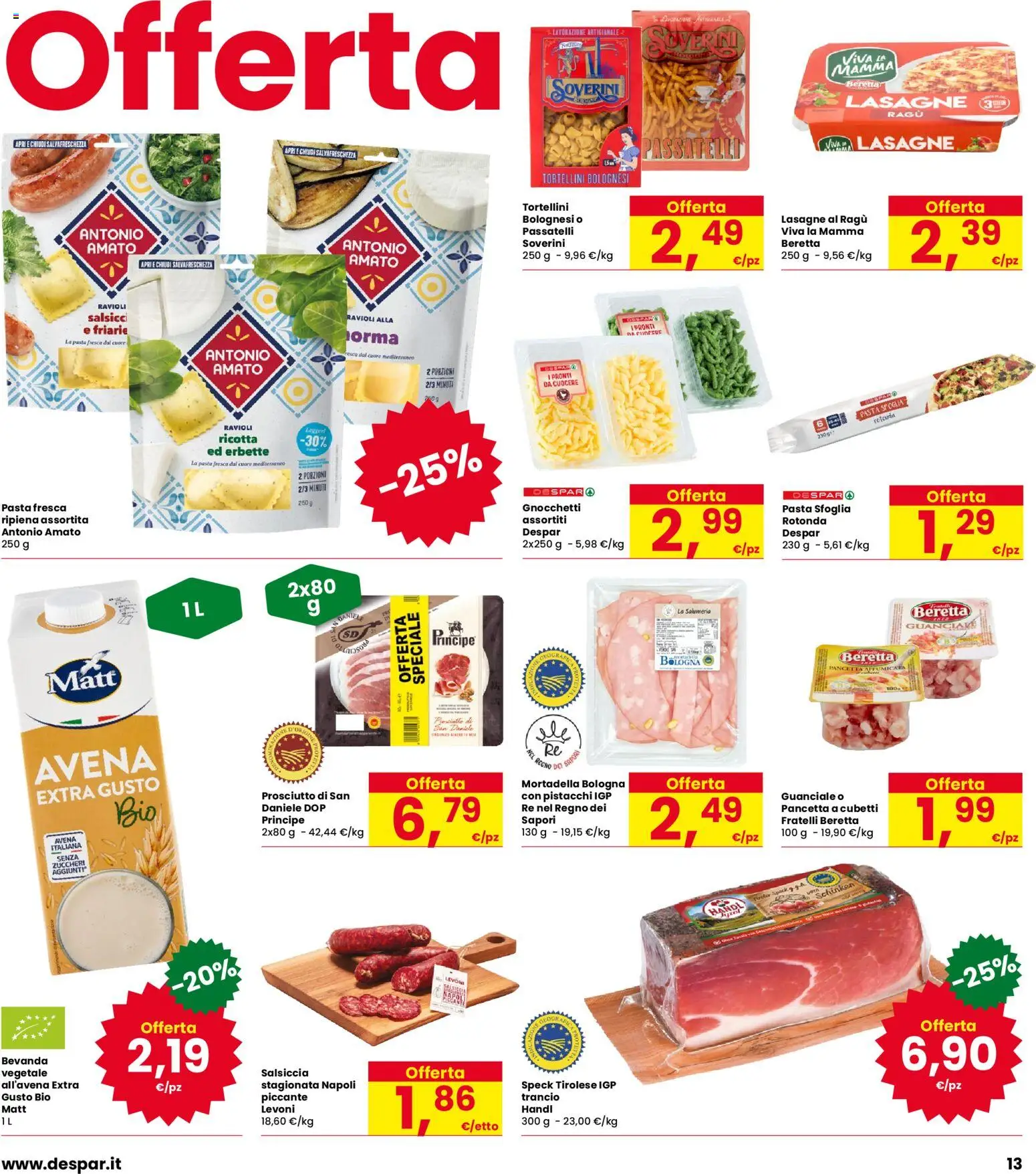 Volantino Eurospar del 24/09/2026 | Pagina: 13 | Prodotti: Pancetta, Salsiccia, Ricotta, Lasagne