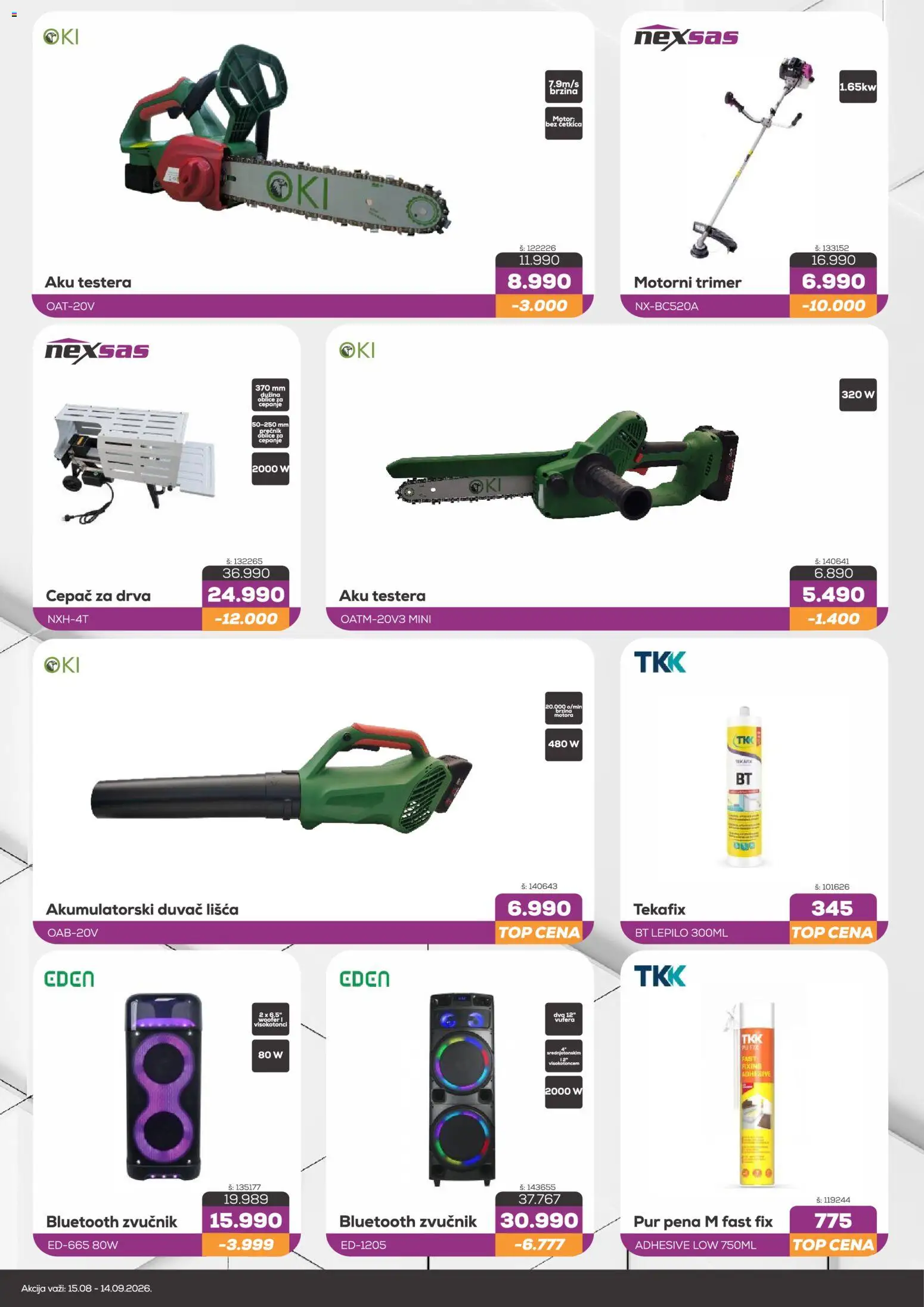 Tri O katalog - važi od 15.08.2026 | Strana: 2 | Proizvode: Bluetooth zvučnik, Pena, Zvučnik, Trimer