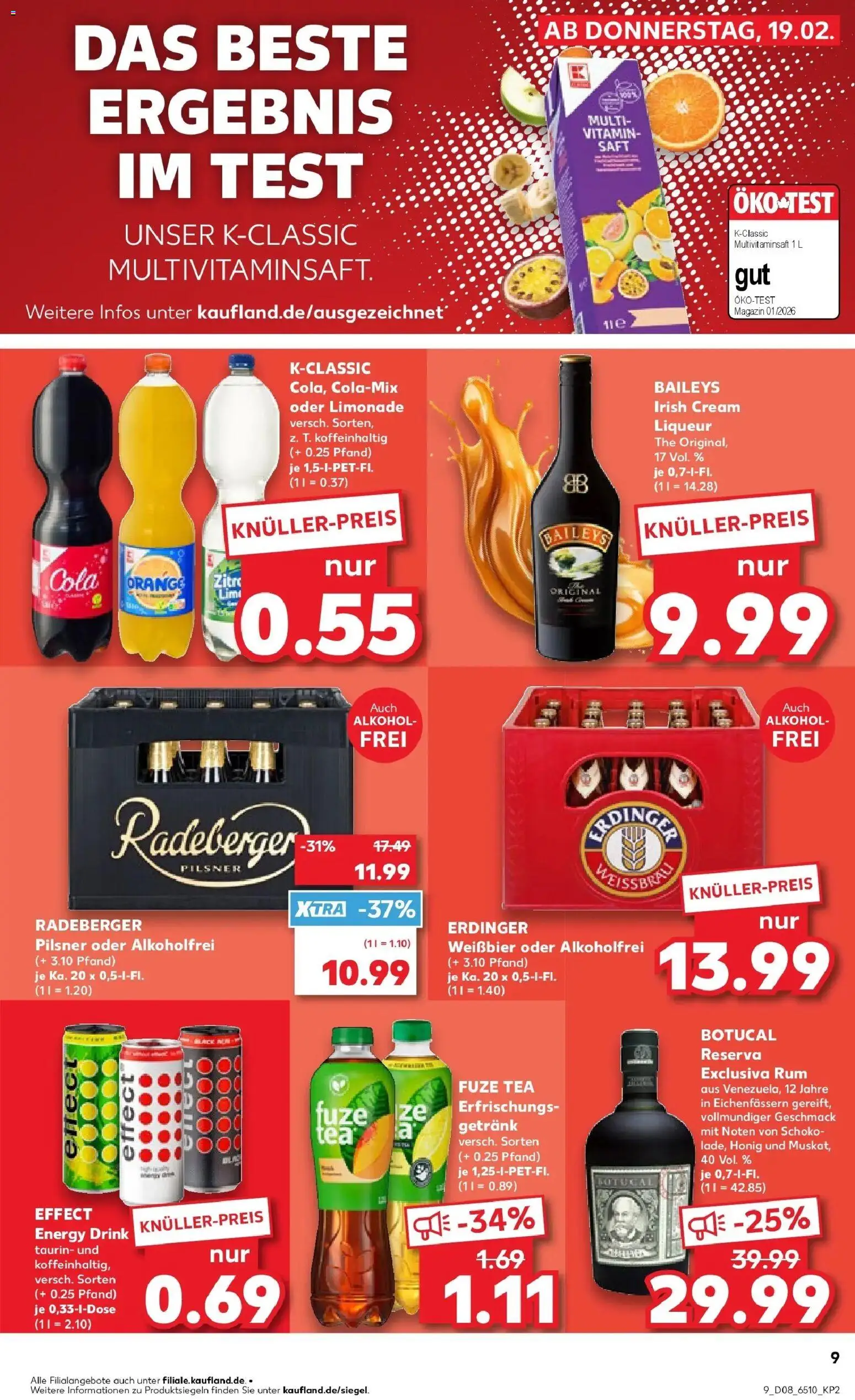 Kaufland prospekt Hermeskeil	 – gültig ab 19.02.2026 | Seite: 17 | Produkte: Fuze tea, Weißbier, Rum, Limonade