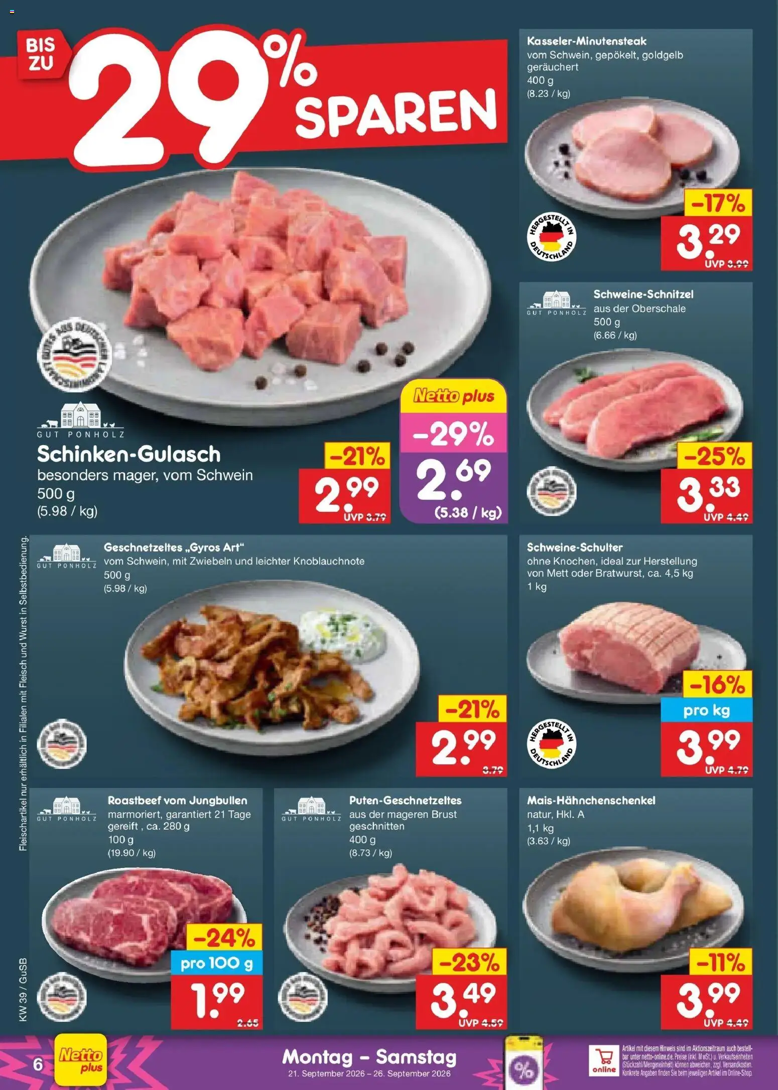 Netto Marken-Discount Prospekt Machern – gültig ab 21.09.2026 | Seite: 10 | Produkte: Roastbeef, Zwiebeln, Wurst, Fleisch