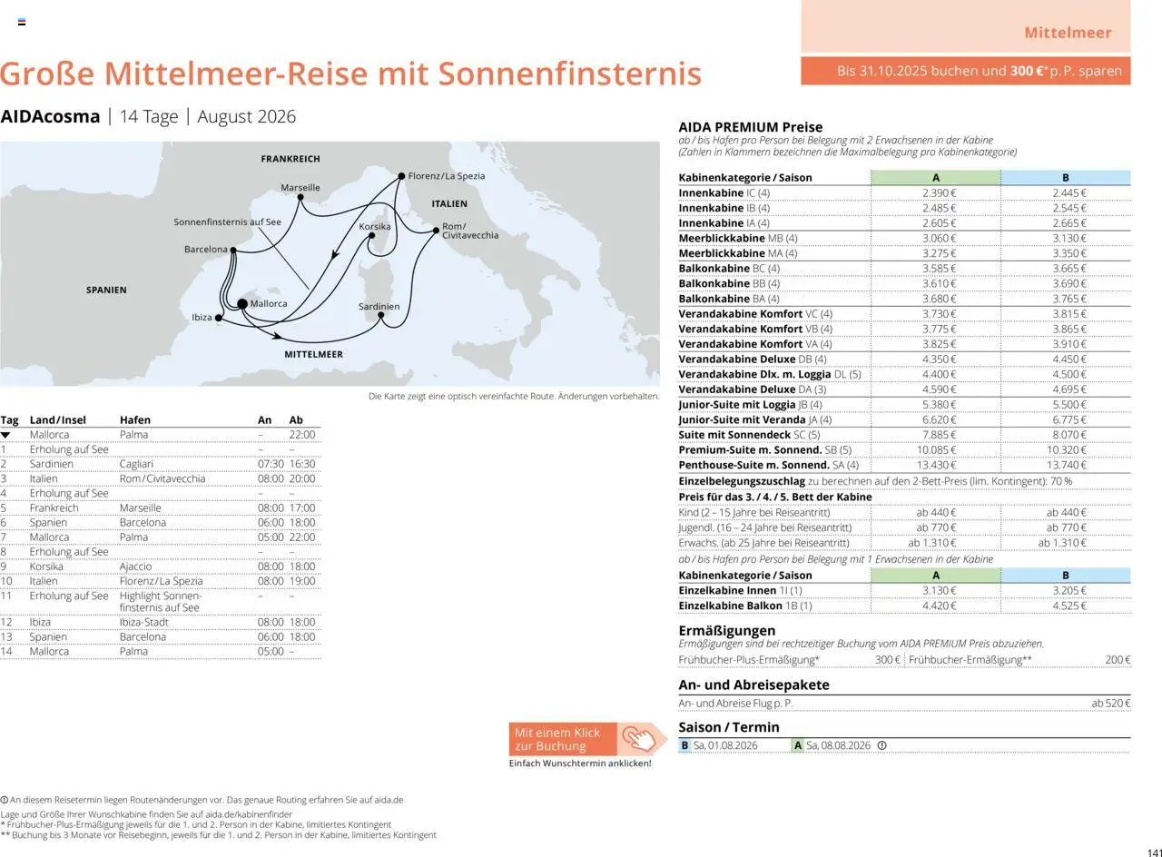 Aida Sommer 2026 – gültig ab 01.03.2026 | Seite: 141 | Produkte: Bett