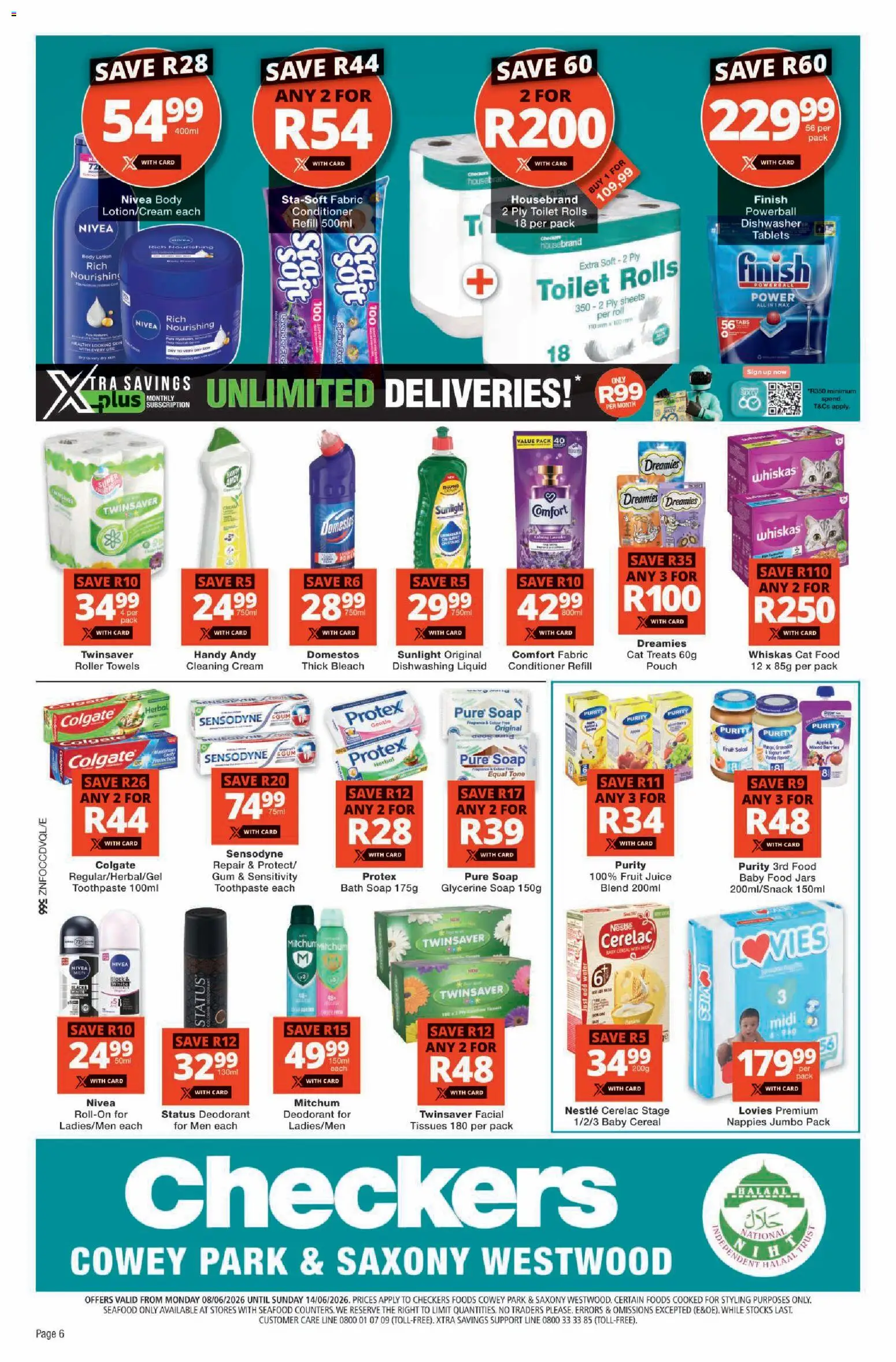 New Checkers catalogue – valid from 08.06.2026 | Page: 6 | Products: Bleach, Conditioner, Cream, Nappies