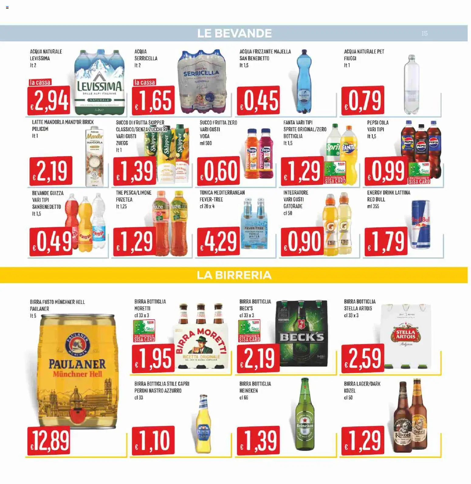 Volantino SISA del 20/08/2026 | Pagina: 15 | Prodotti: Acqua, Latte, Heineken, Sprite