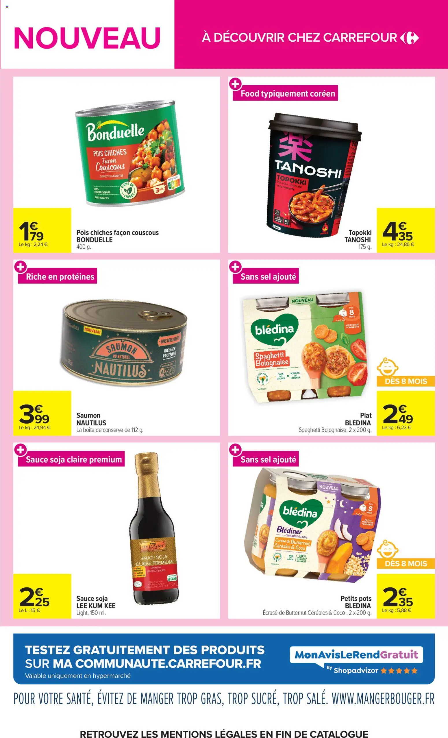{H1} | Page: 9 | Produits: Carottes, Sauce soja, Coco, Pois