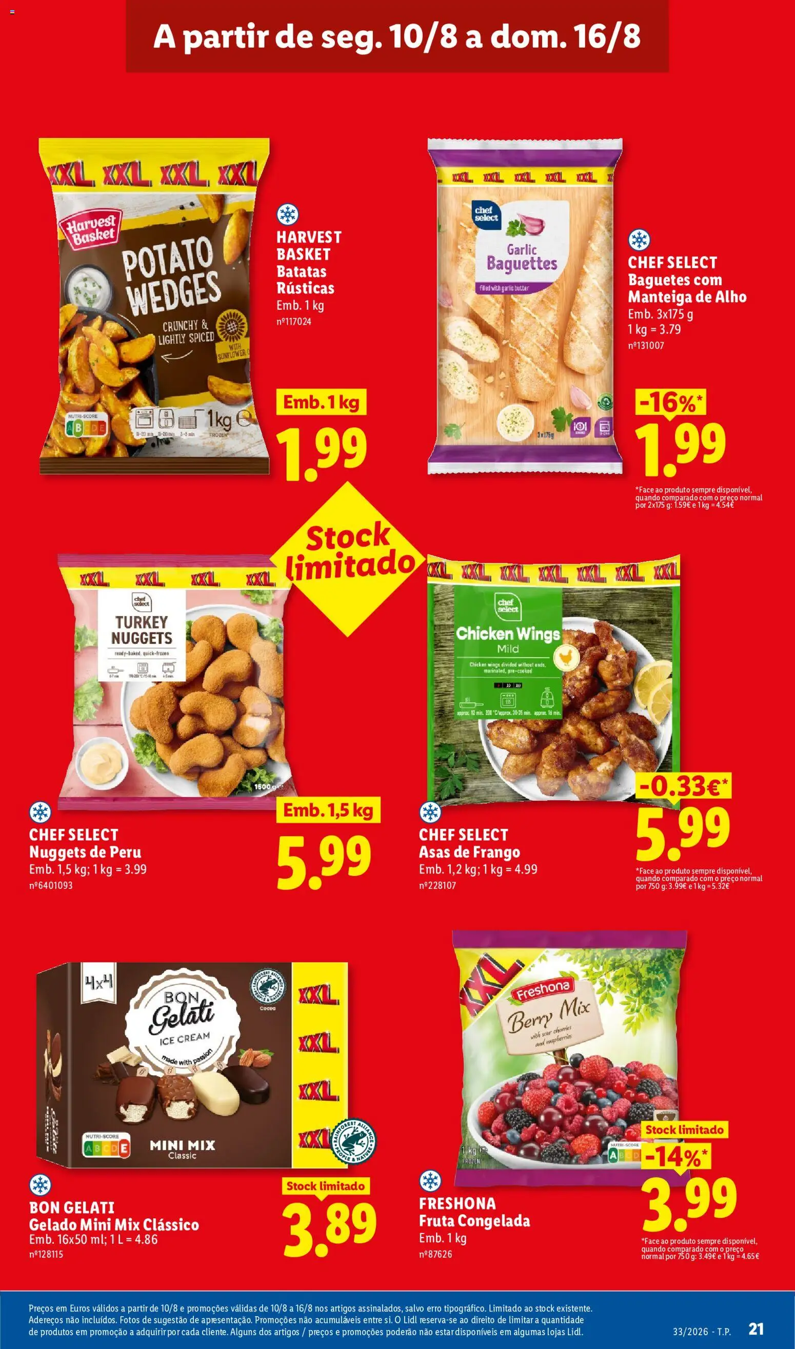 Lidl folheto │ válido de 10/08/2026 | Página: 21 | Produtos: Asas de frango, Gelado, Manteiga, Alho