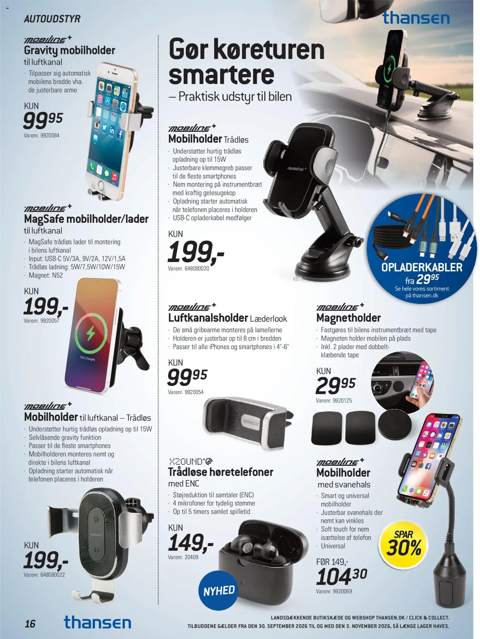 Thansen tilbudsavis – gyldig fra 30/09/2026 | Side: 16 | Produkter: Telefon, Høretelefoner, Trådløse høretelefoner, Magnet