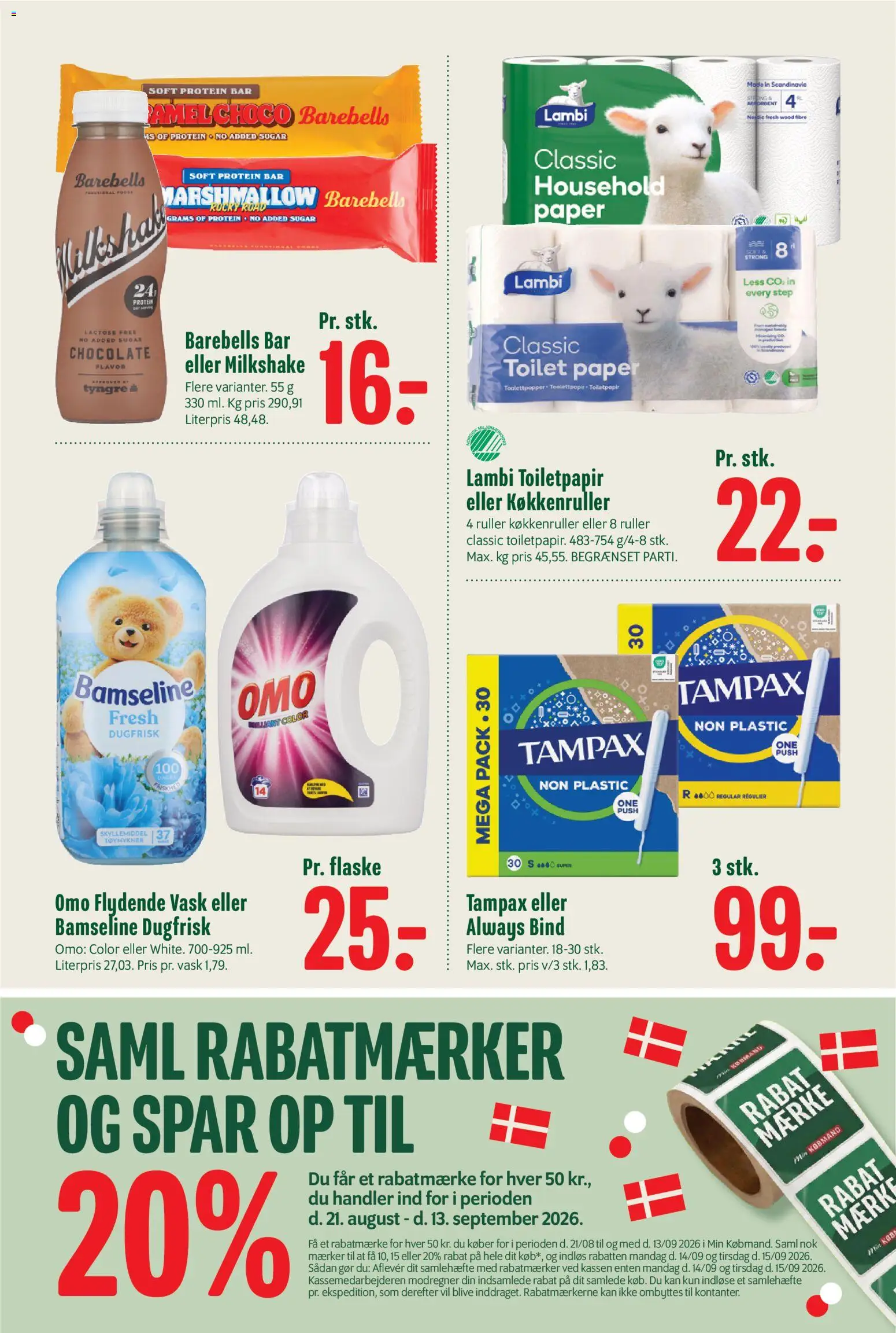 Min Købmand tilbudsavis – gyldig fra 28/08/2026 | Side: 21 | Produkter: Skyllemiddel, Toilet, Milkshake, Søm