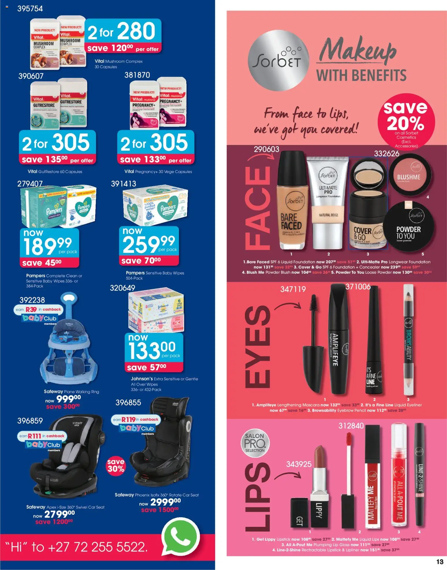 New Clicks catalogue – valid from 11.03.2026 | Page: 13 | Products: Gloss, Blush, Mascara, Eyeliner