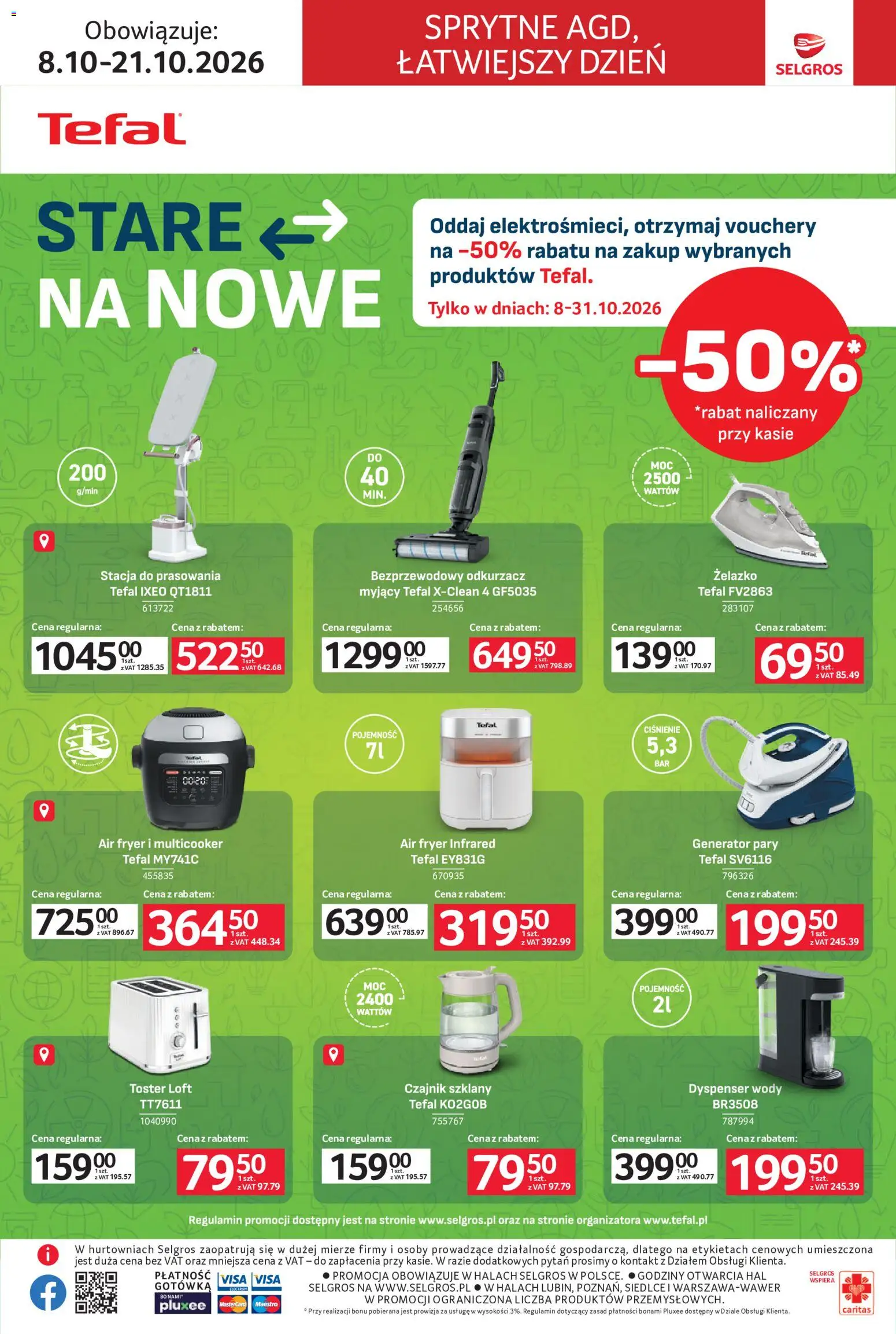 Selgros cash&carry gazetka - Elektro od 08.10.2026 | Strona: 20 | Produkty: Czajnik, Odkurzacz, Czajnik szklany, Tefal