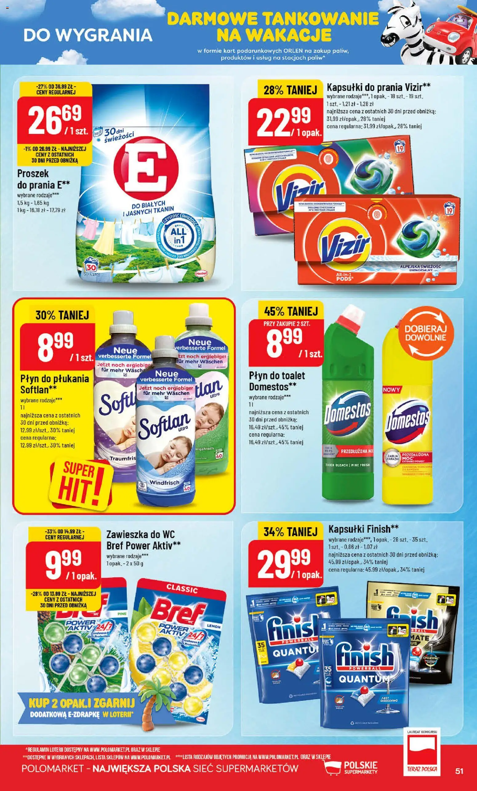 POLOmarket gazetka od 01.07.2026 | Strona: 51 | Produkty: Domestos, Kapsułki do prania, Kapsułki finish, Finish