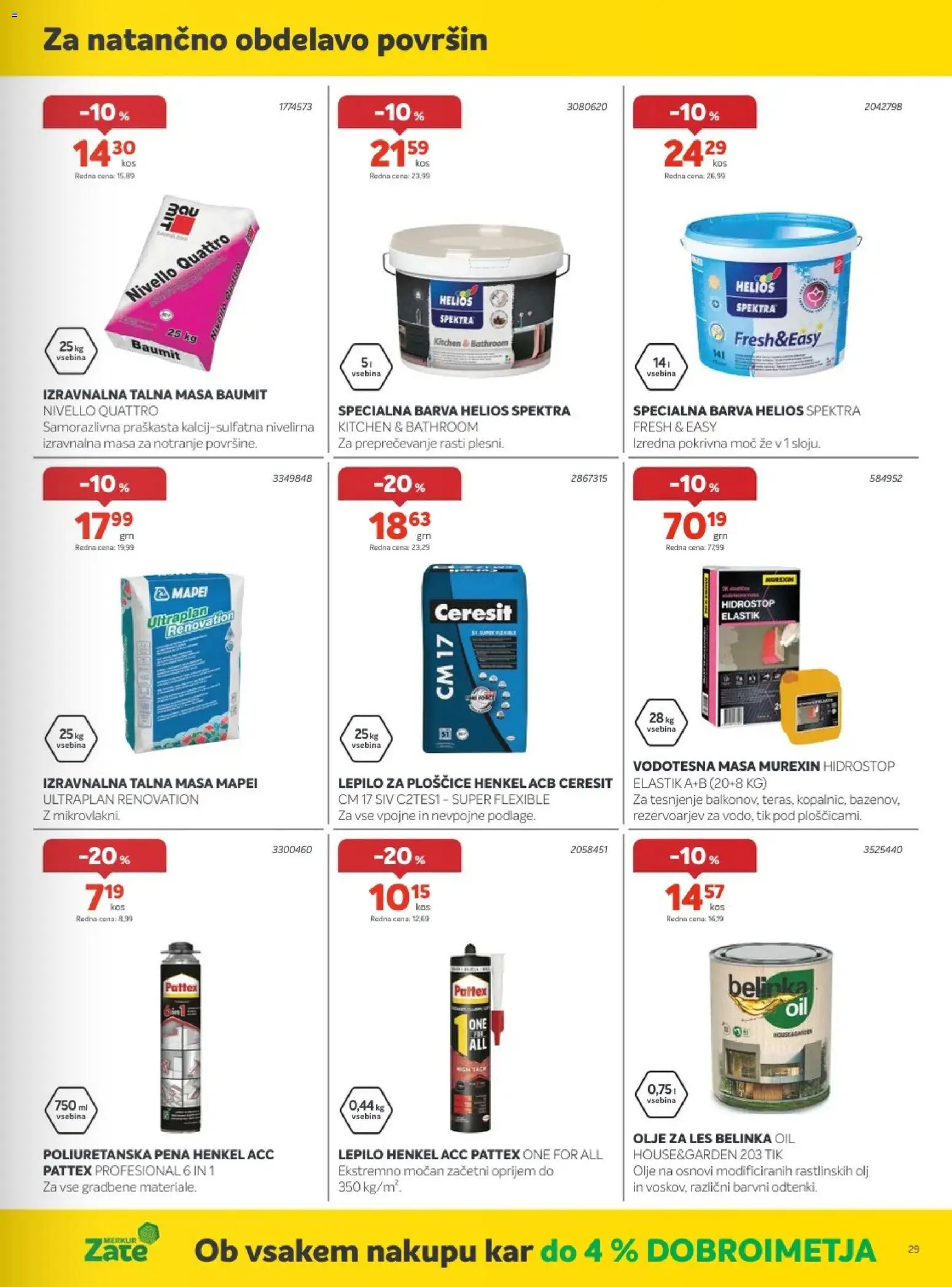 Novi Merkur katalog ponudbe – veljaven od 06.05.2026 | Stran: 29 | Izdelki: Ploščice, Olje, Lepilo, Olje za les