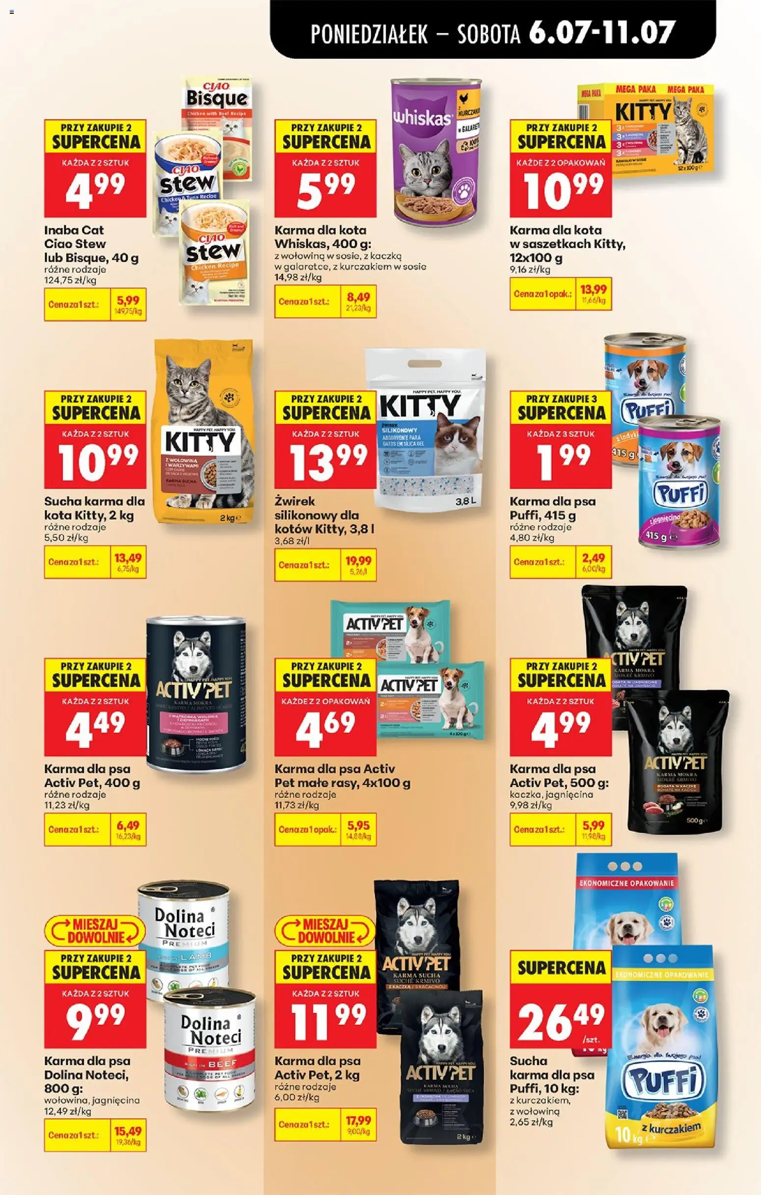 Biedronka gazetka od poniedziałku od 06.07.2026 | Strona: 71 | Produkty: Kaczka, Karma dla kota, Karma dla psa, Sucha karma dla psa