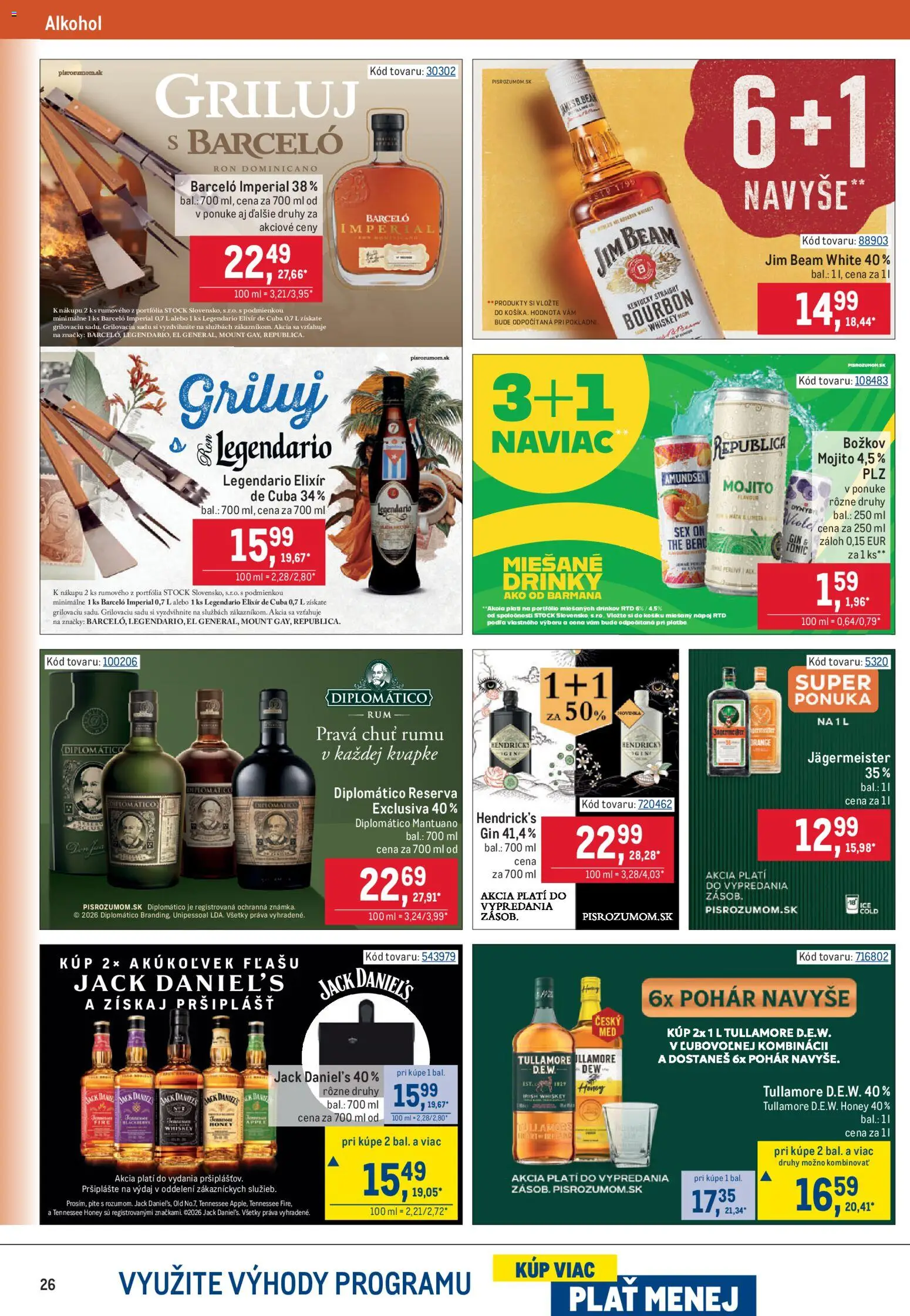 Nové Metro akcie – leták je platný od 12.08.2026 | Strana: 26 | Produkty: Jägermeister, Apple, Gin, Alkohol