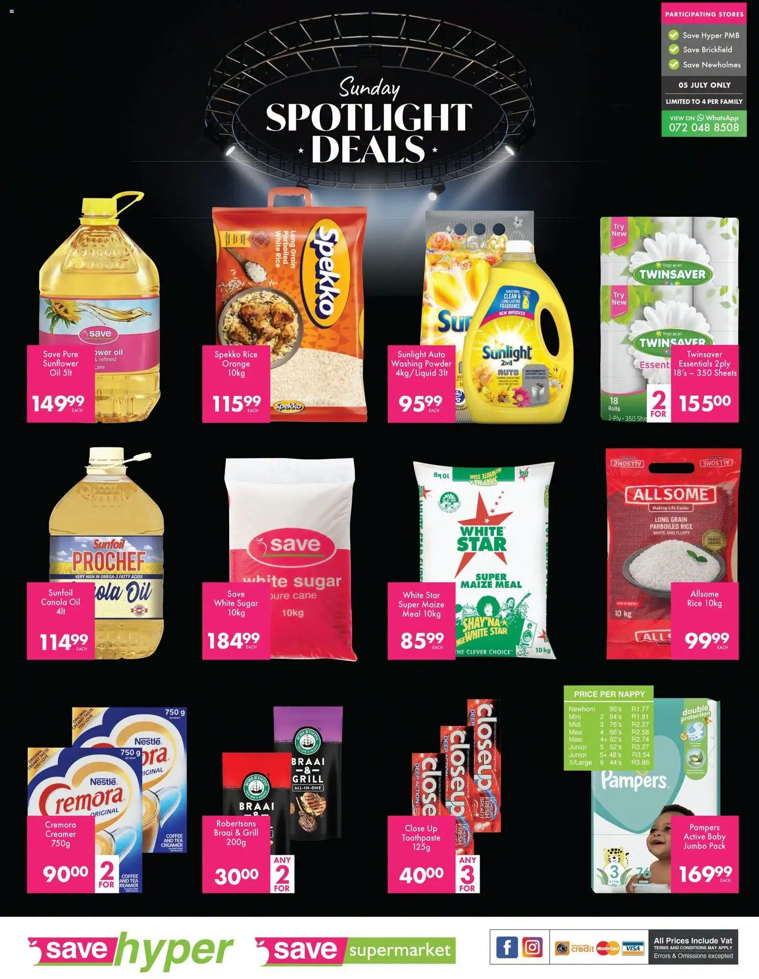 New Save catalogue – valid from 05/07/2026 | Page: 2 | Products: Oil, Fragrance, Toothpaste, Sugar