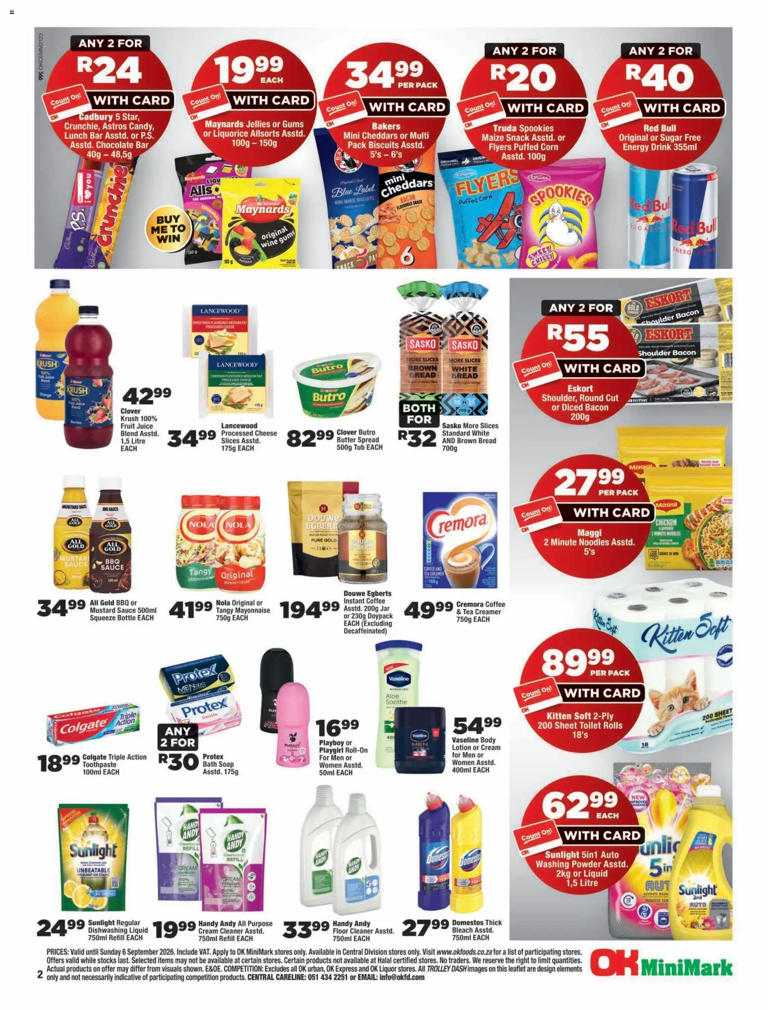 New OK Foods catalogue – valid from 25/08/2026 | Page: 2 | Products: Corn, Bleach, Chocolate, Sugar