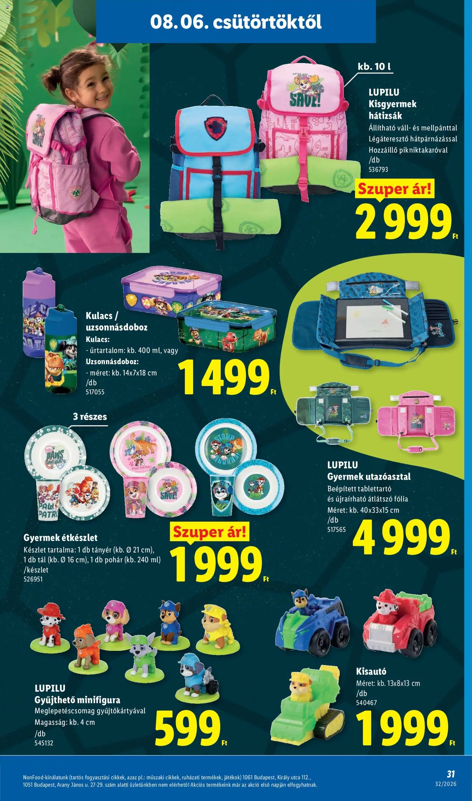Lidl akciós ujság - amely érvényes a következő dátumtól: 2026.08.06. | Oldal: 31 | Termékek: Játékok, Kulacs, Tányér, Pohár