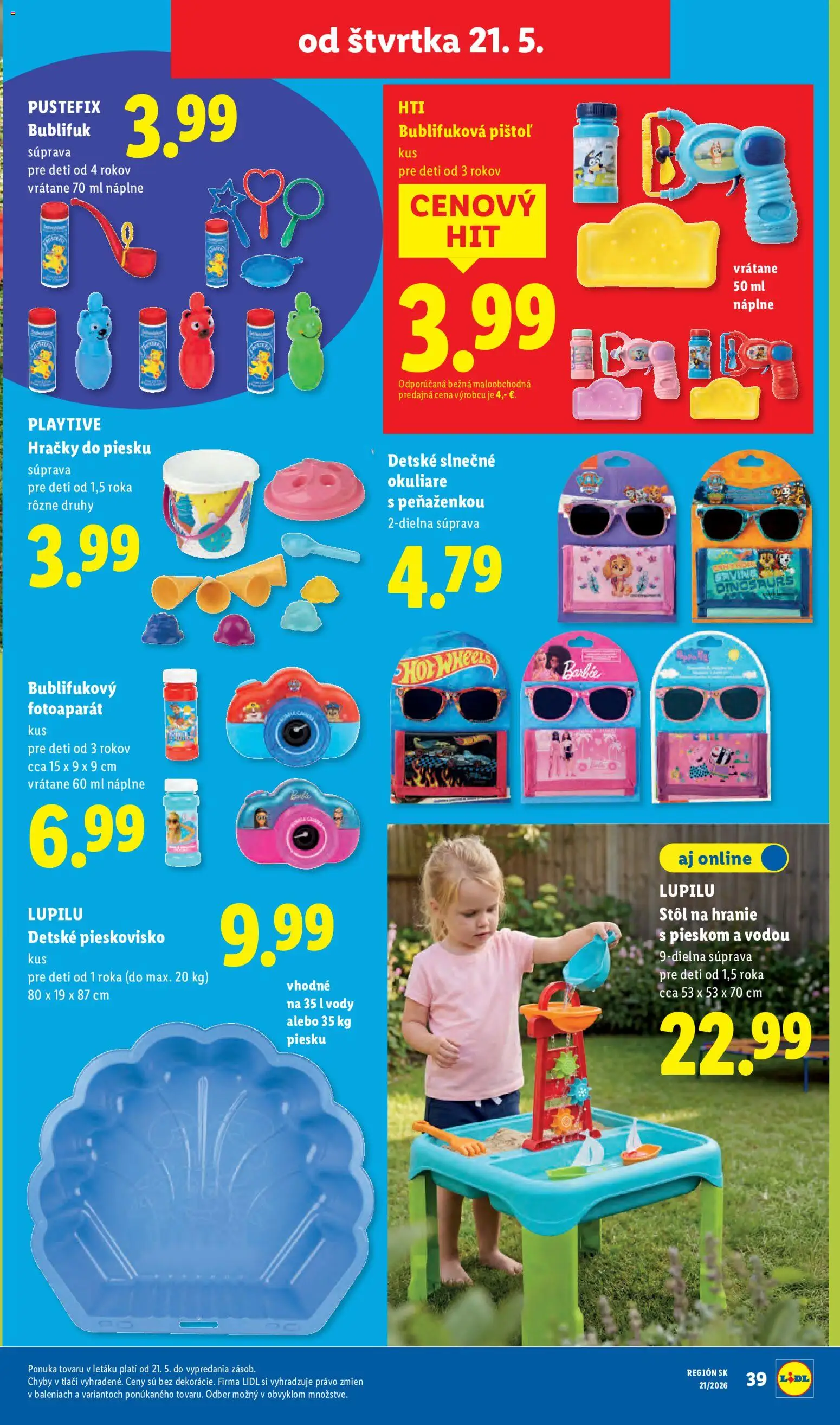Nové Lidl akcie – leták je platný od 18.05.2026 | Strana: 83 | Produkty: Stôl, Okuliare, Hračky