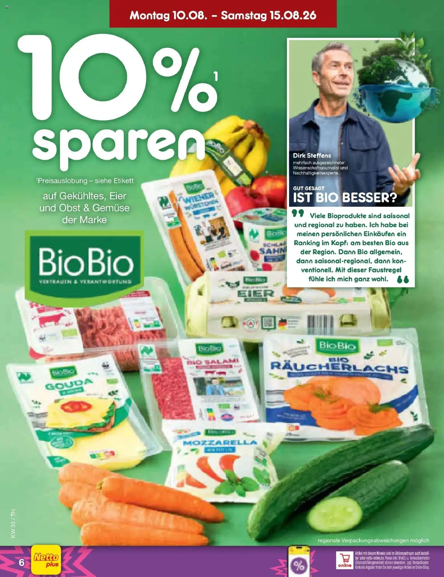 Netto Marken-Discount Prospekt Pirna (ab 10.08.2026) » Angebote | Seite: 6 | Produkte: Mozzarella, Gouda, Räucherlachs, Obst