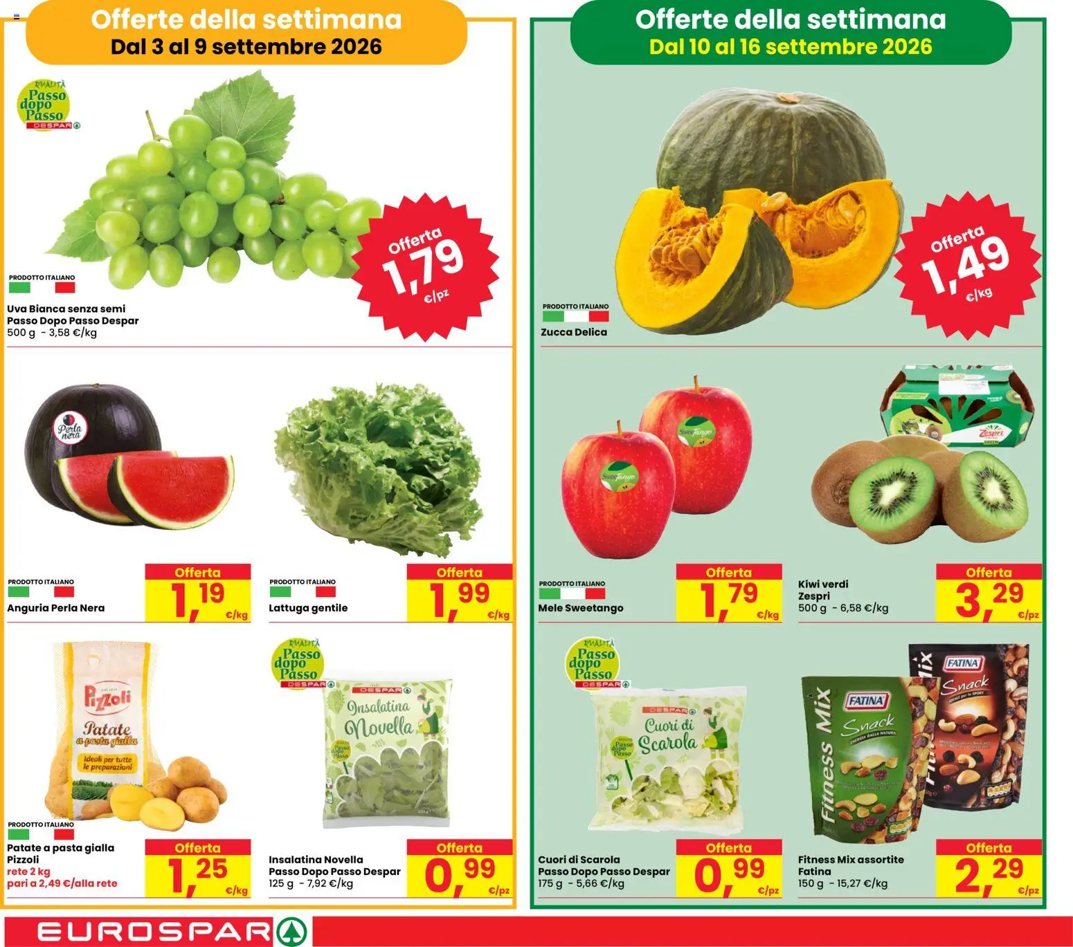 Volantino Eurospar del 03/09/2026 | Pagina: 2 | Prodotti: Kiwi, Patate, Zucca, Lattuga