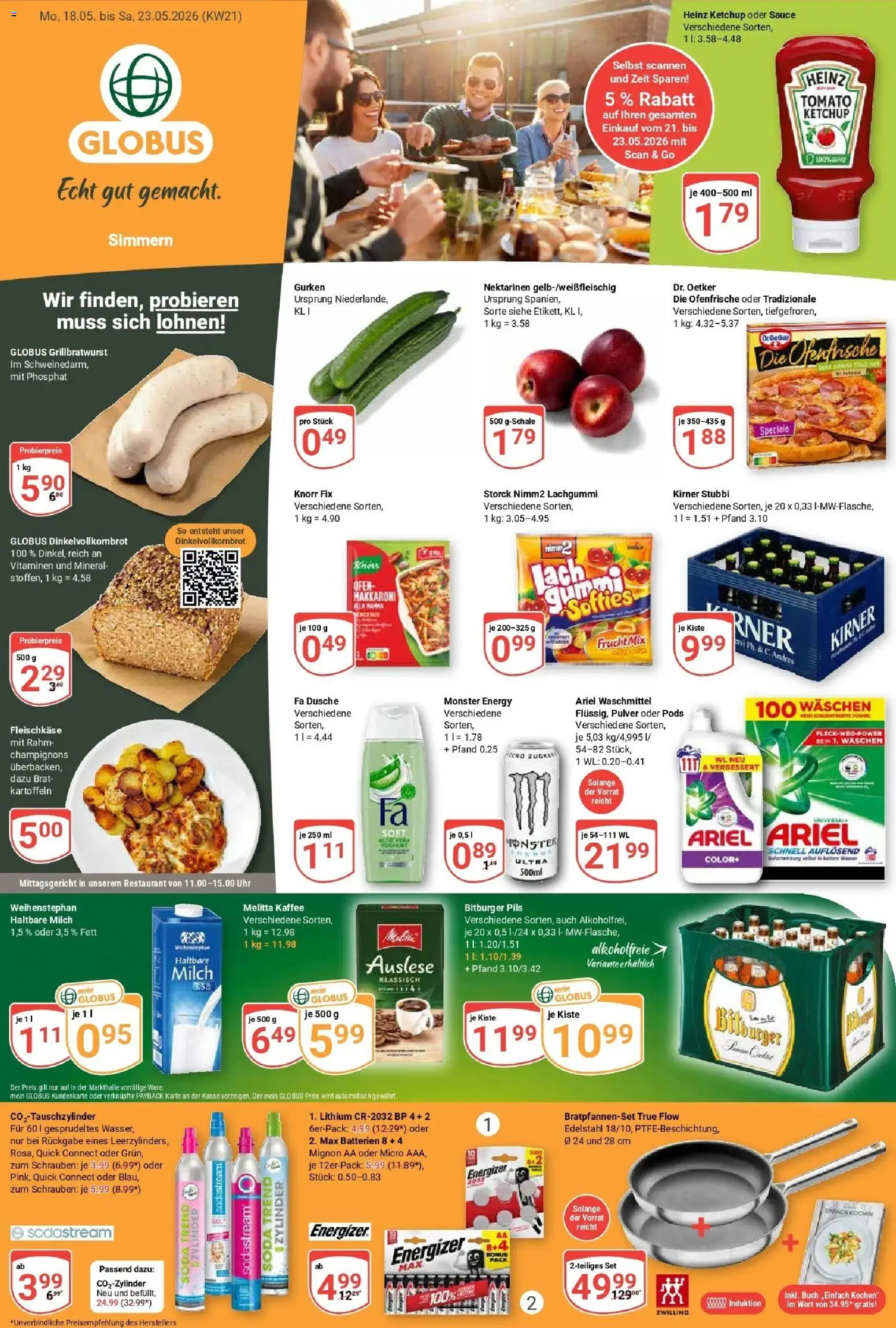 Globus Prospekt Simmern – gültig ab 17.05.2026 | Seite: 1 | Produkte: Bitburger, Melitta, Ofen, Melitta kaffee