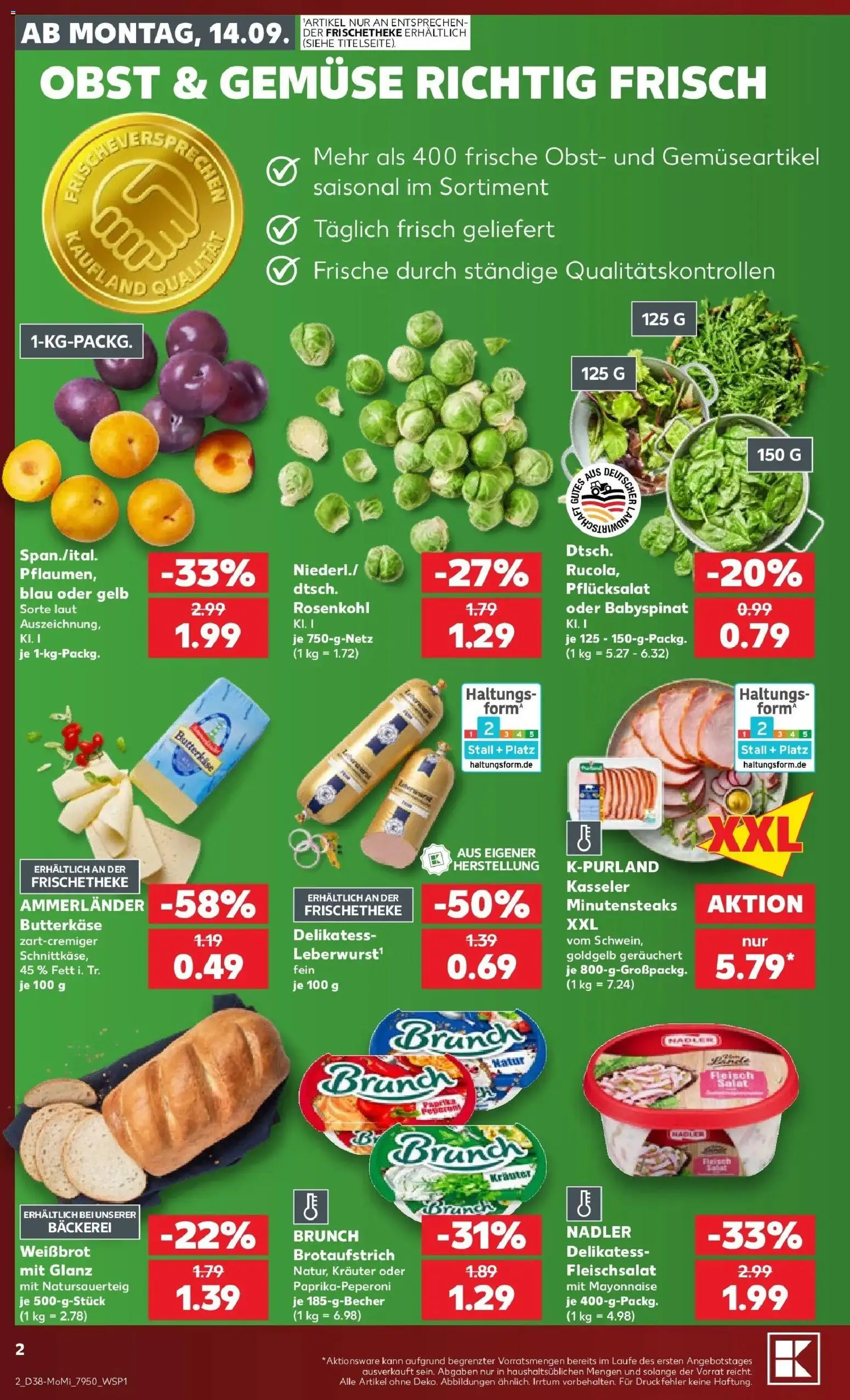 Prospekt Kaufland ab 14.09.2026 » Angebote Online zum Blättern | Seite: 2 | Produkte: Bäckerei, Obst, Mayonnaise, Salat
