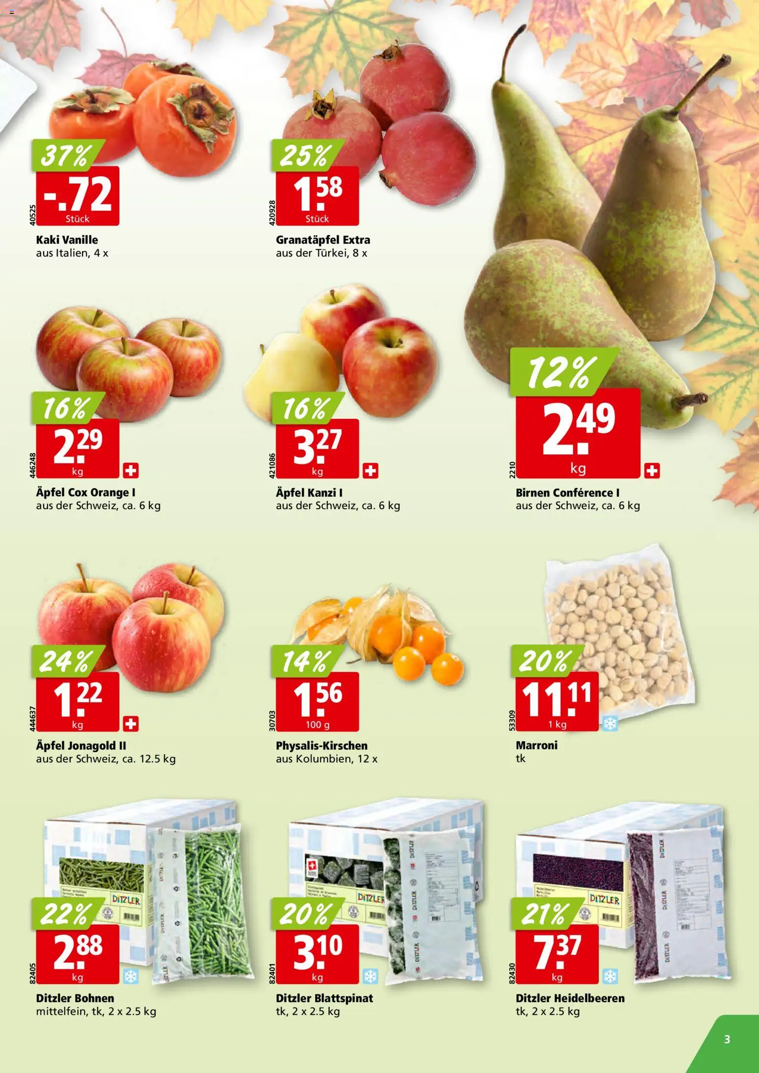 Aligro aktionen Schlieren, Gossau SG, Frauenfeld, Rapperswil-Jona, Sargans, Bern – gültig ab 02.11.2026 | Seite: 3 | Produkte: Granatapfel, Vanille, Kaki, Birnen