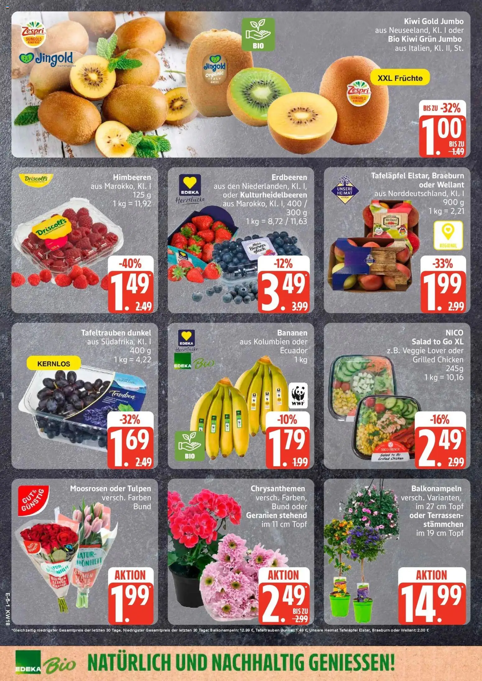 Edeka Prospekt Hamburg – gültig ab 27.04.2026 | Seite: 6 | Produkte: Trauben, Bananen, Geranien, Kiwi