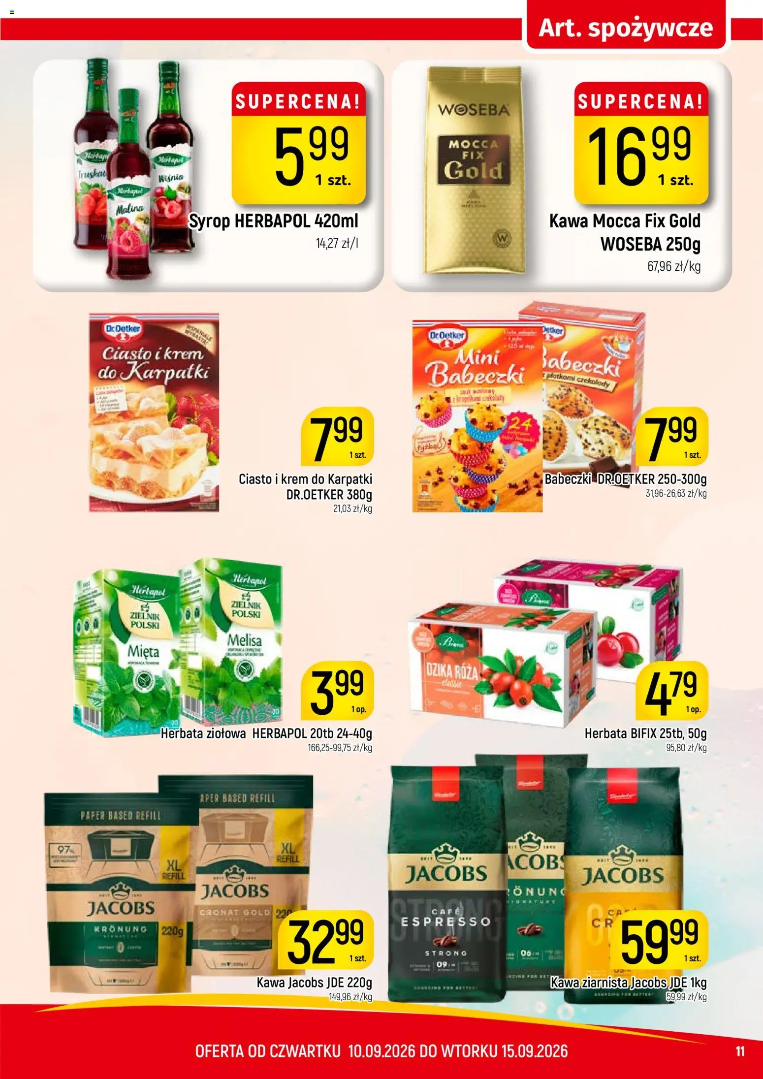 Piotruś Pan gazetka od 10.09.2026 | Strona: 11 | Produkty: Krem do karpatki, Kawa ziarnista, Babeczki, Krem